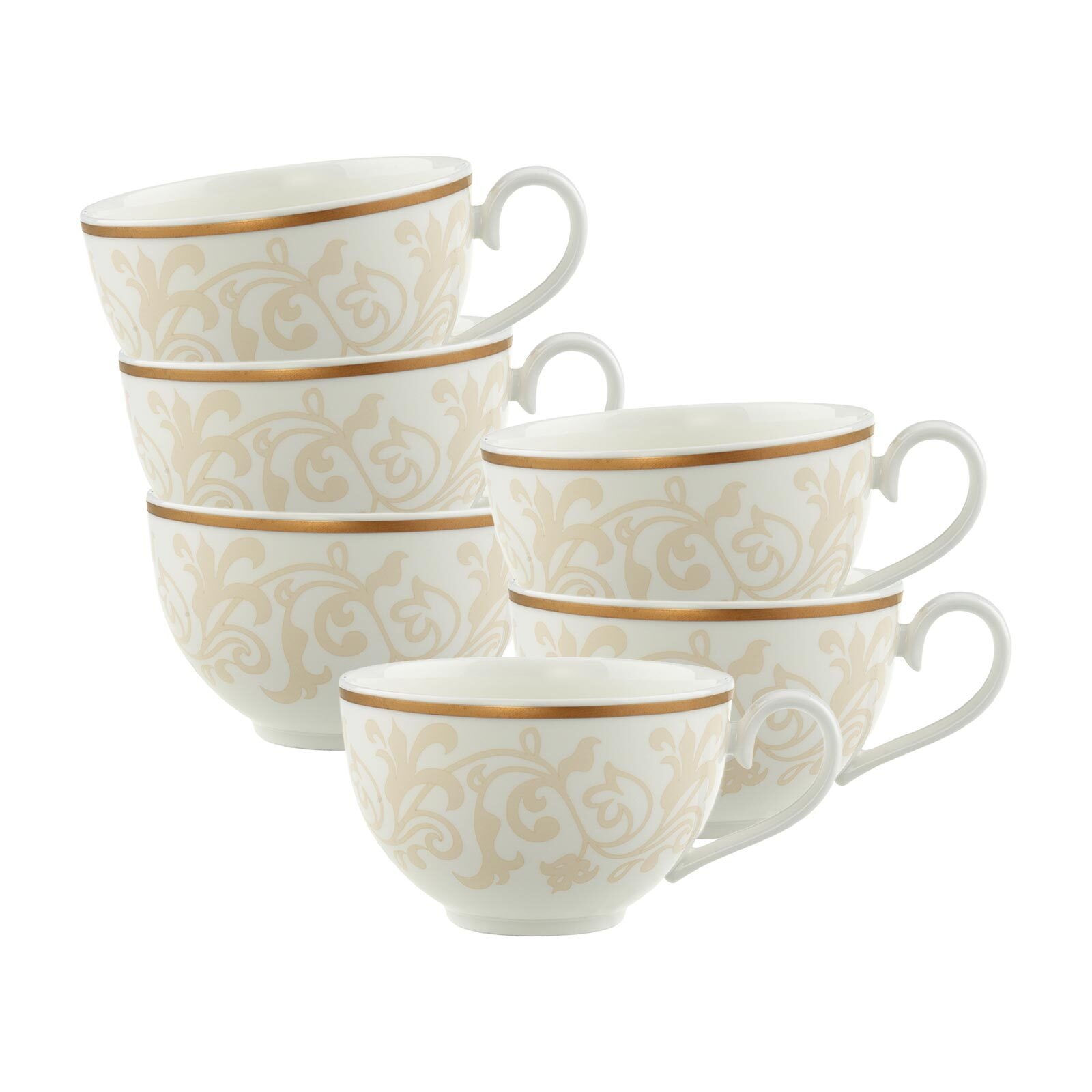 Villeroy & Boch Tasse "Frühstückstassen Ivoire 310 ml 6er Set weiß-gold" günstig online kaufen