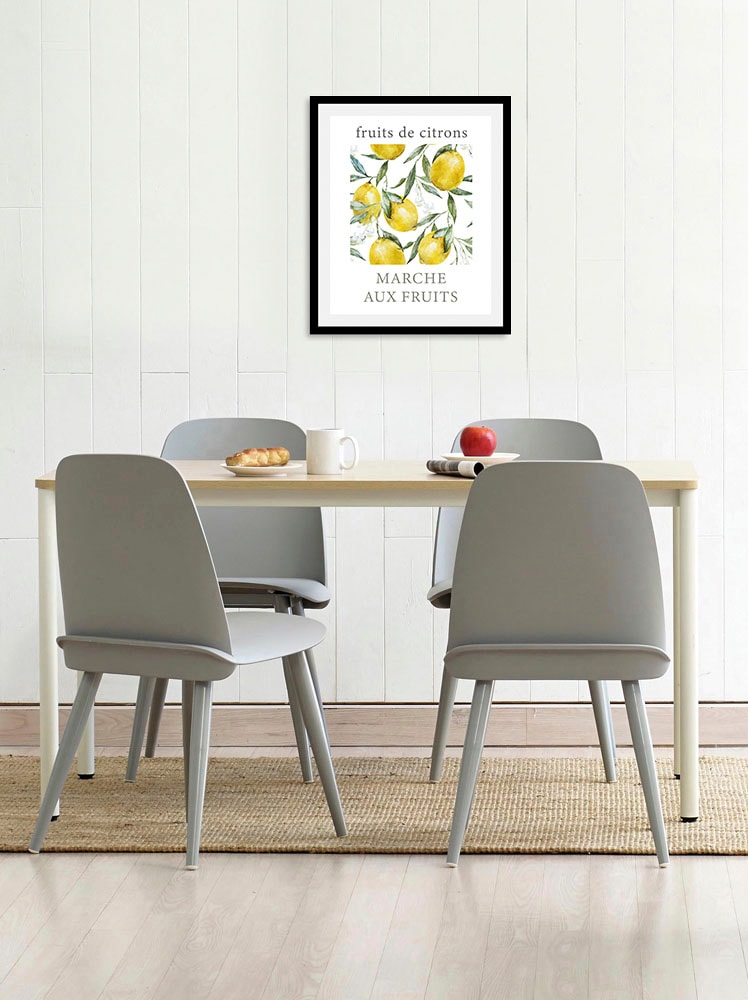 queence Bild "Ercolino" Essen Kunst Lebensmittel Obst Obst Bilder Schriftzug 1 Stk. tlg. gerahmt