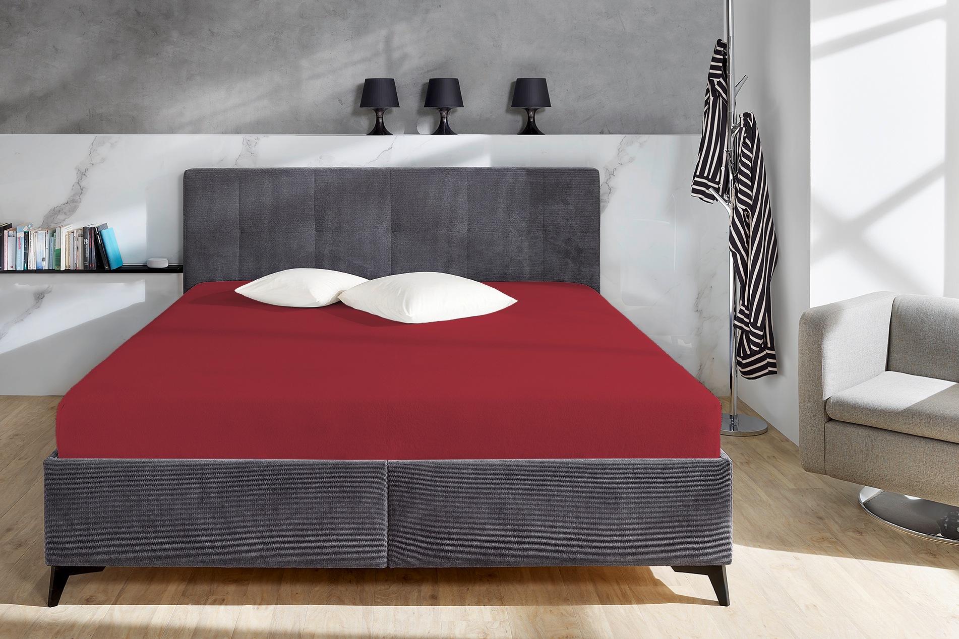 Spannbettlaken PRIMERA, B:190cm L:200cmrot, Biber, Obermaterial: 100% Baumwolle, Bettlaken, "Cozy Cotton Spannbetttuch", in hochwertiger Qualität