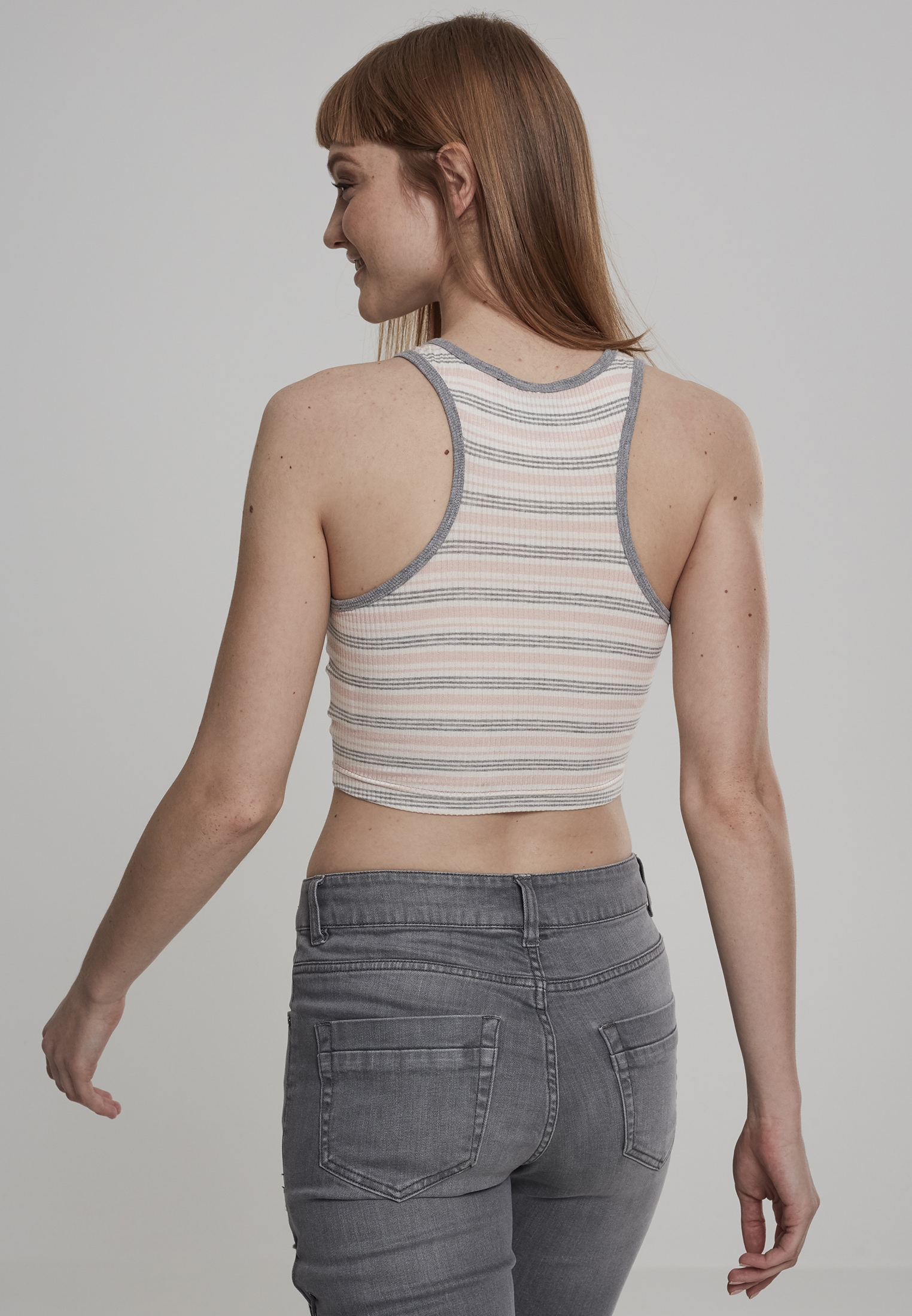 URBAN CLASSICS T-Shirt »Damen Ladies Cropped | (1 Rib tlg.) Top«, bestellen online Stripe BAUR