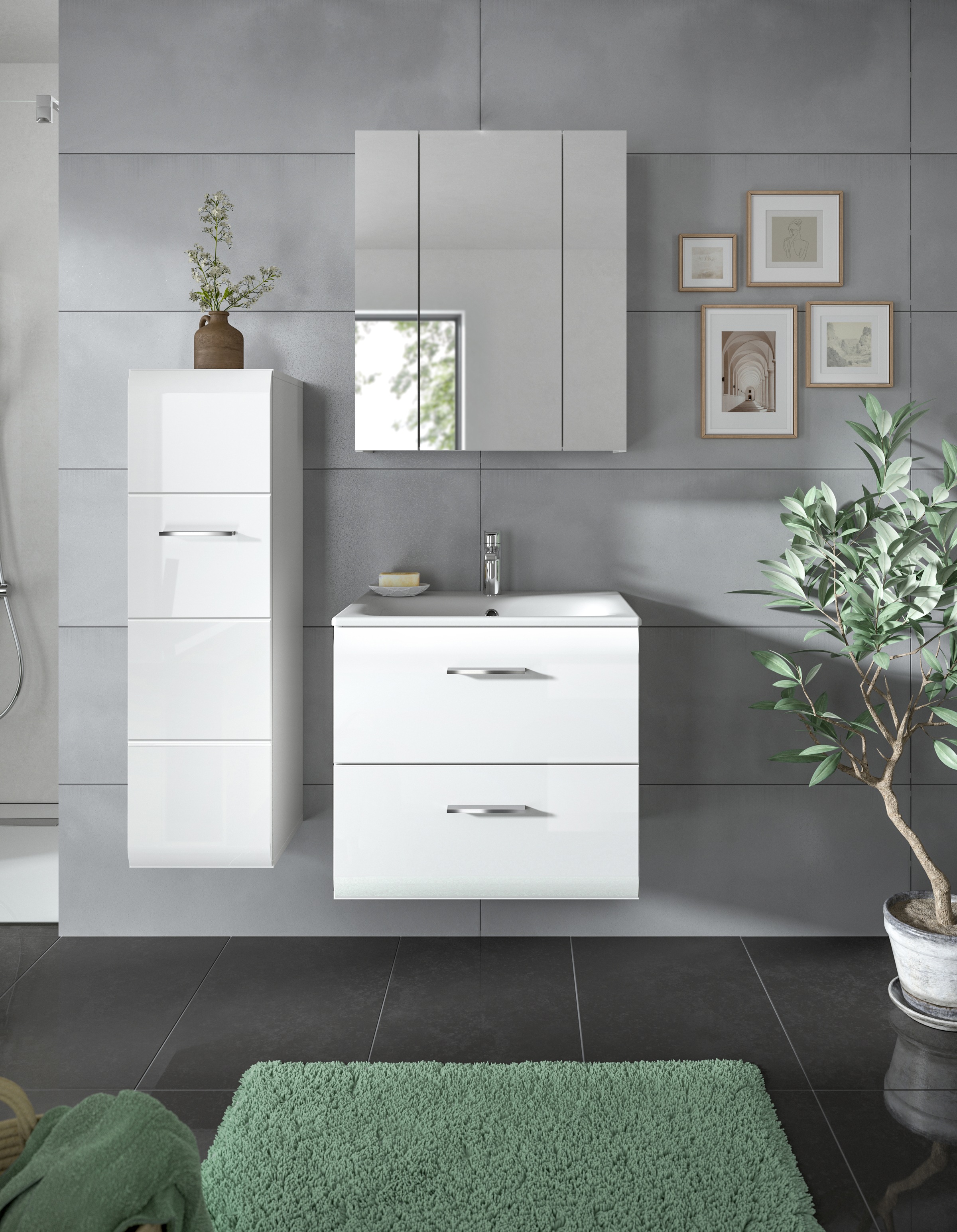 INOSIGN Badezimmer-Set, (Set, 4 St.), Florenz, Badkombination 4-tlg.,Weiß h günstig online kaufen