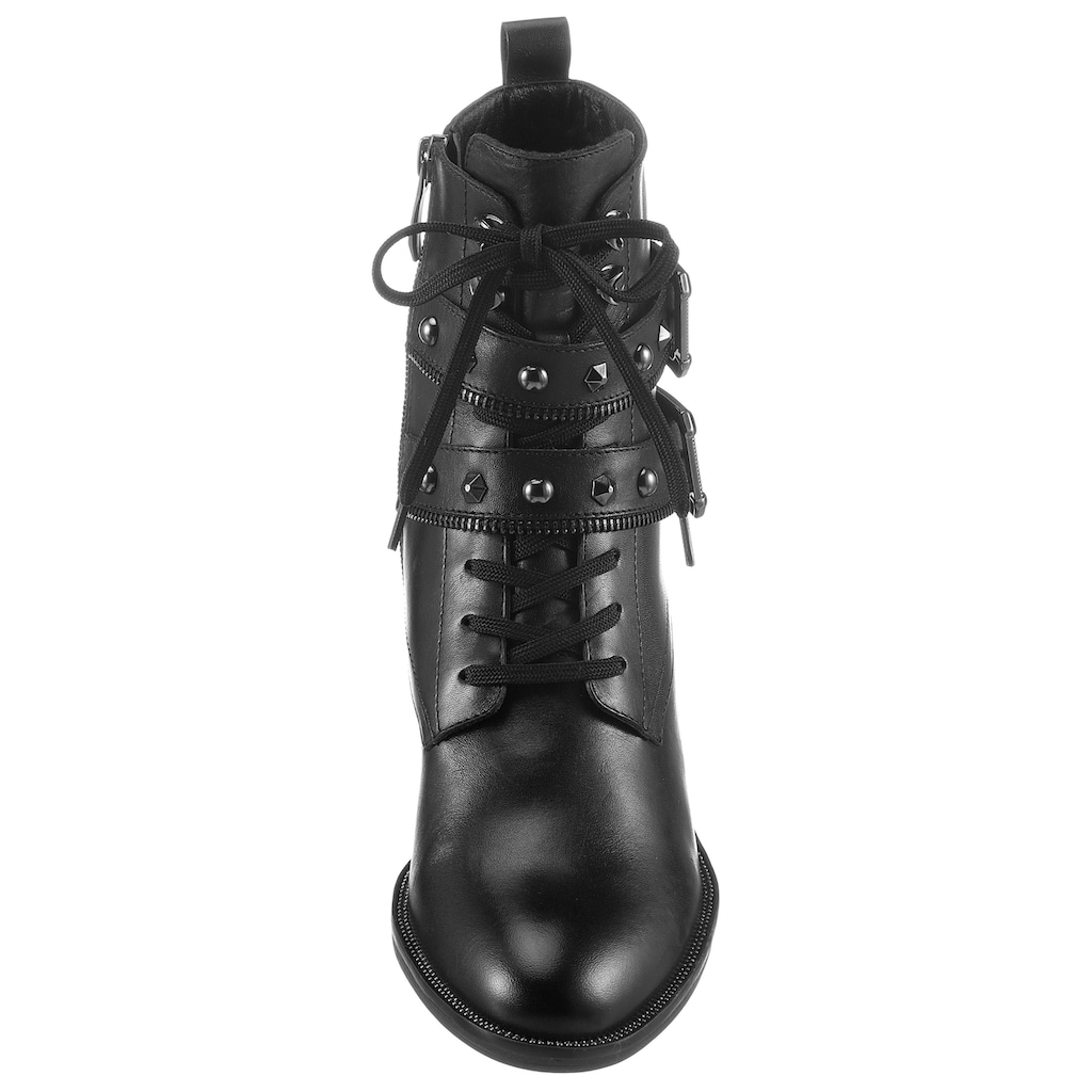 Schuhe Stiefeletten Tamaris Schnürboots »MANISA«, mit modischen Nieten verziert schwarz