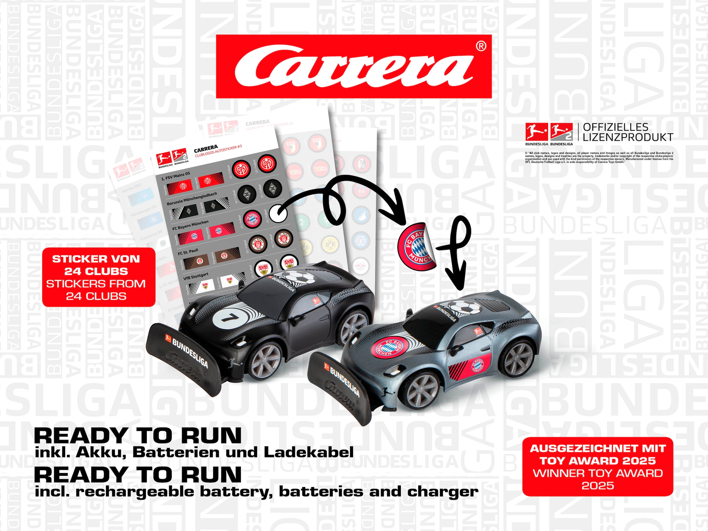 Carrera® RC-Auto »Carrera® RC Fußball Set Bundesliga, inkl. Sticker von 24 Clubs«