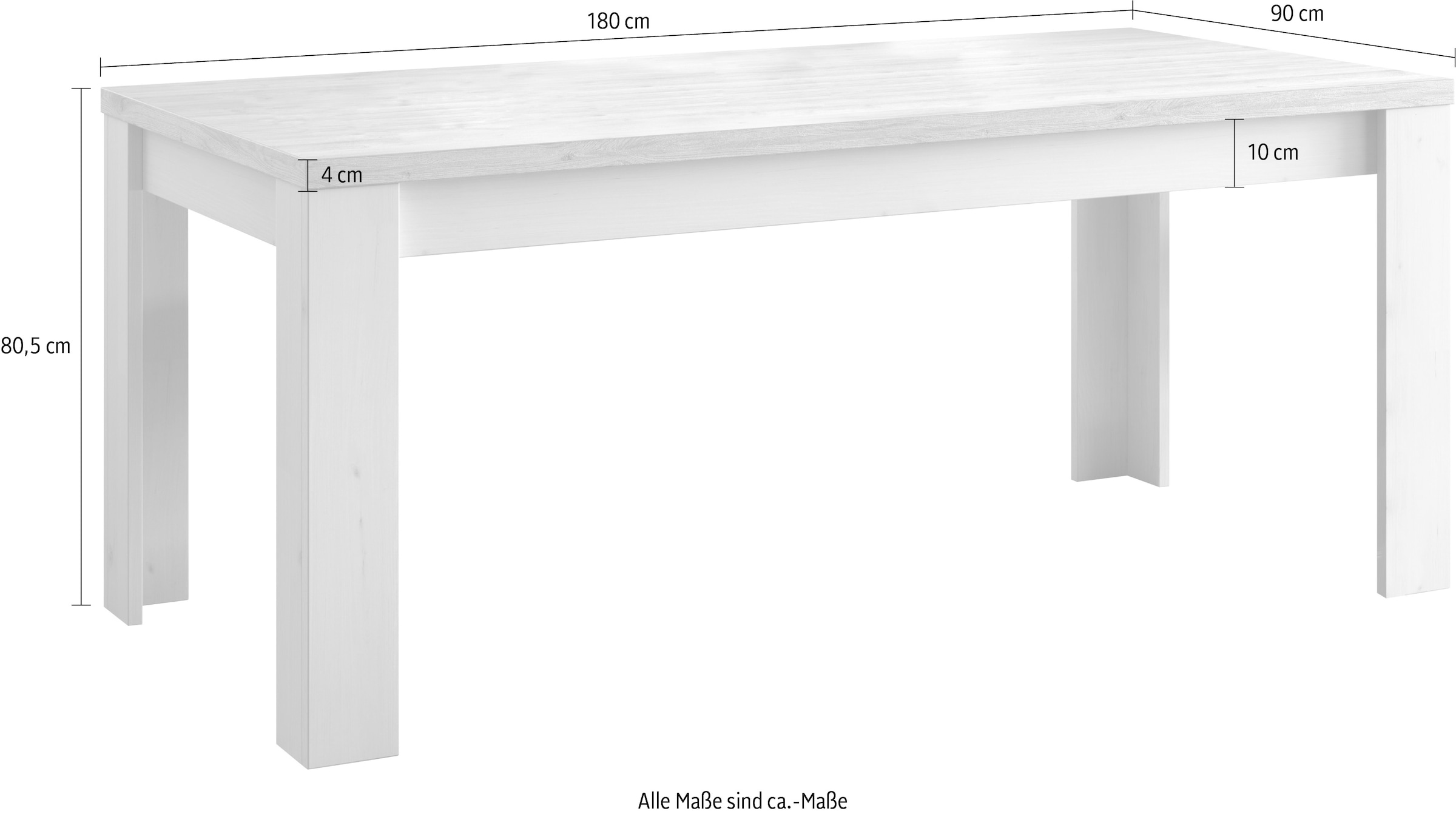 Home affaire Esstisch »Country 180 x 90 cm, Küchentisch, Esszimmertisch,«, zweifarbig, rechteckig, Tischplattenstärke 38 mm
