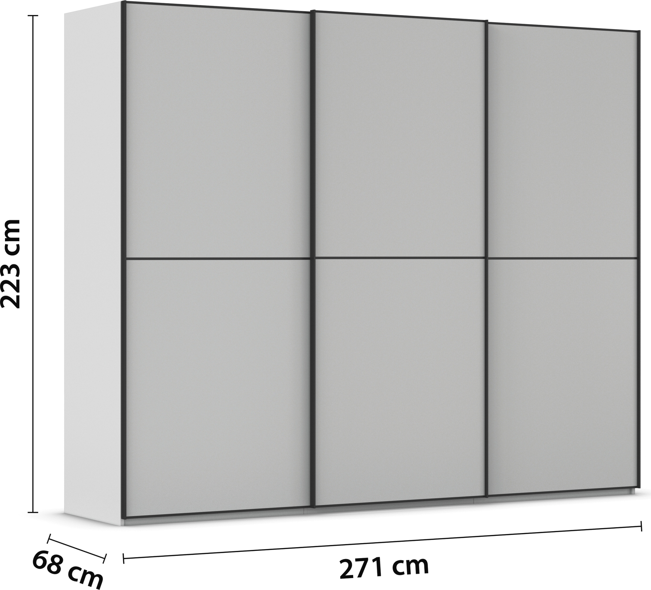 rauch Schwebetürenschrank »Kleiderschrank Schrank Garderobe Schlafzimmerschrank SCALE-DUO«, edle zweigeteilte Türen und 3 Zierleisten MADE IN GERMANY