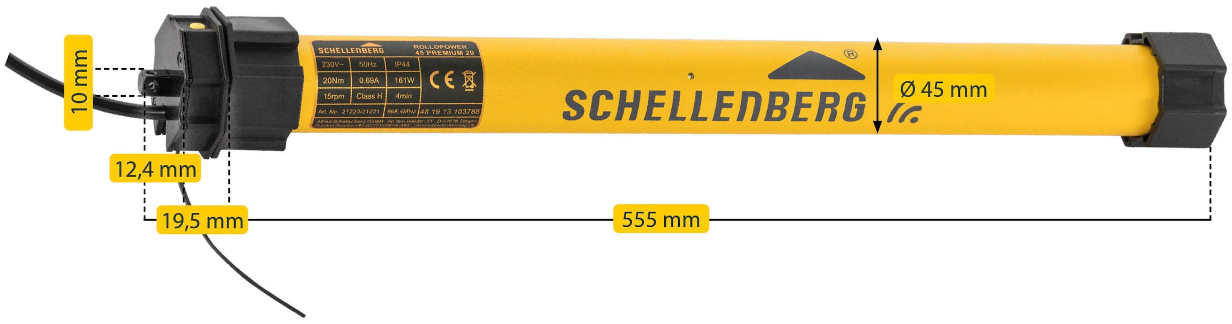 SCHELLENBERG Rollladenmotor »Premium Maxi«, mit Funk, 20 Nm