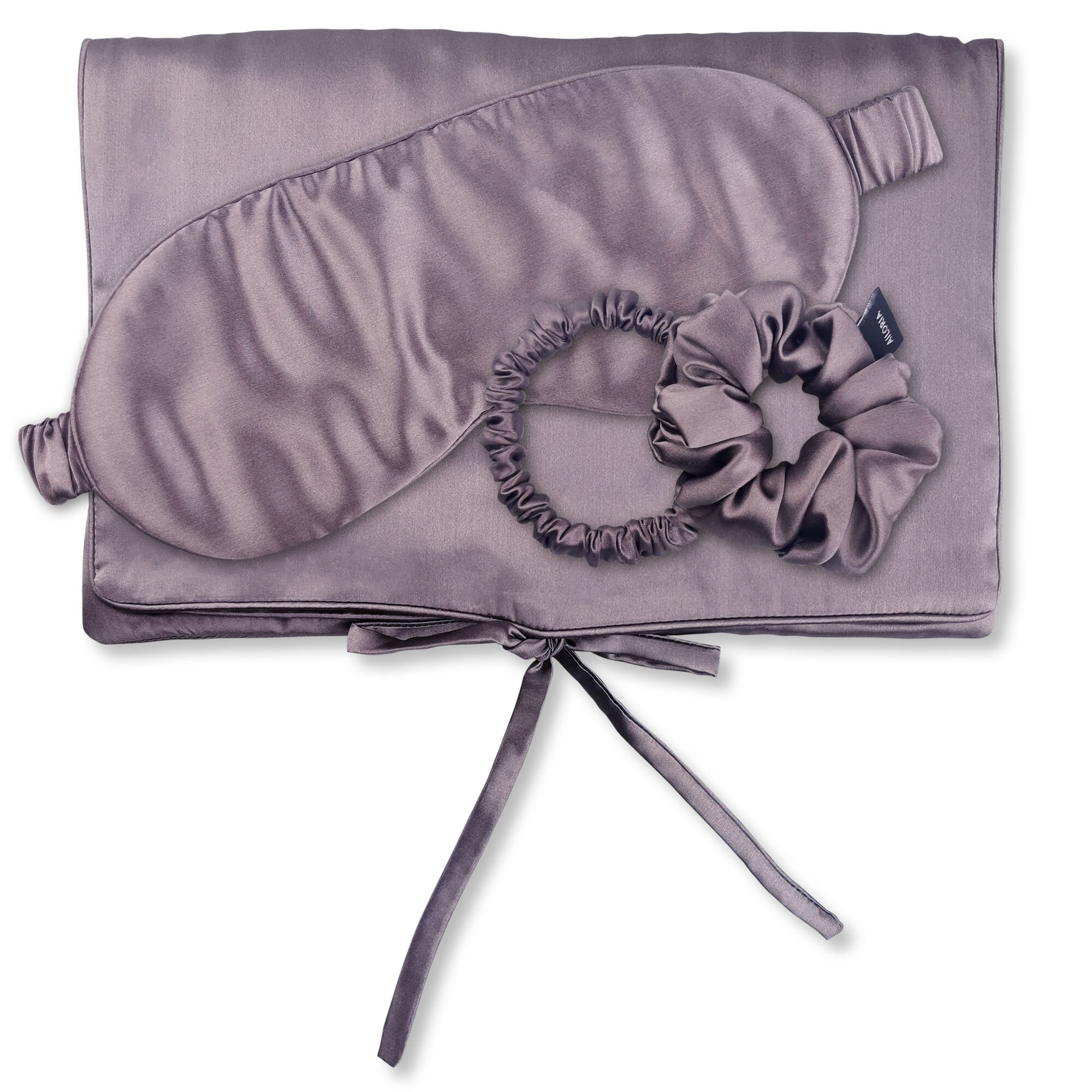 AILORIA Seidentuch "Tasche, Schlafmaske, Scrunchie S & Scrunchie M TRAVEL SET"