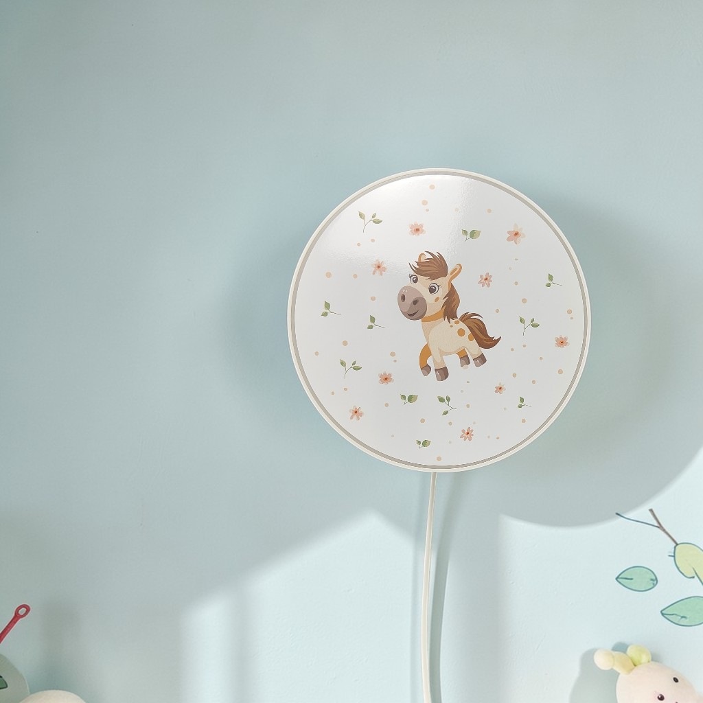 niermann Wandleuchte »Kinderlampe mit Motiv "Pony Paula", Kinderzimmer« E14 1 Stk. bruchsicheres Gehäuse, Schalter im Anschlusskabel, Made in Germany