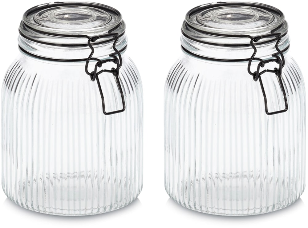 Zeller Present Vorratsglas "mit Bügelverschluss, 2-tlg." luftdicht, schützt vor Feuchtigkeit, 1400 ml