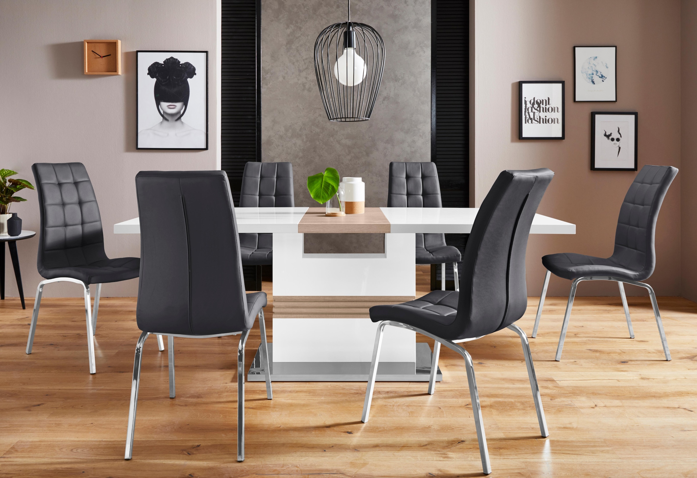 INOSIGN Essgruppe "Perez/Lila" Set, 5 Stk. tlg. mit 4 Stühlen, Tisch auszie günstig online kaufen