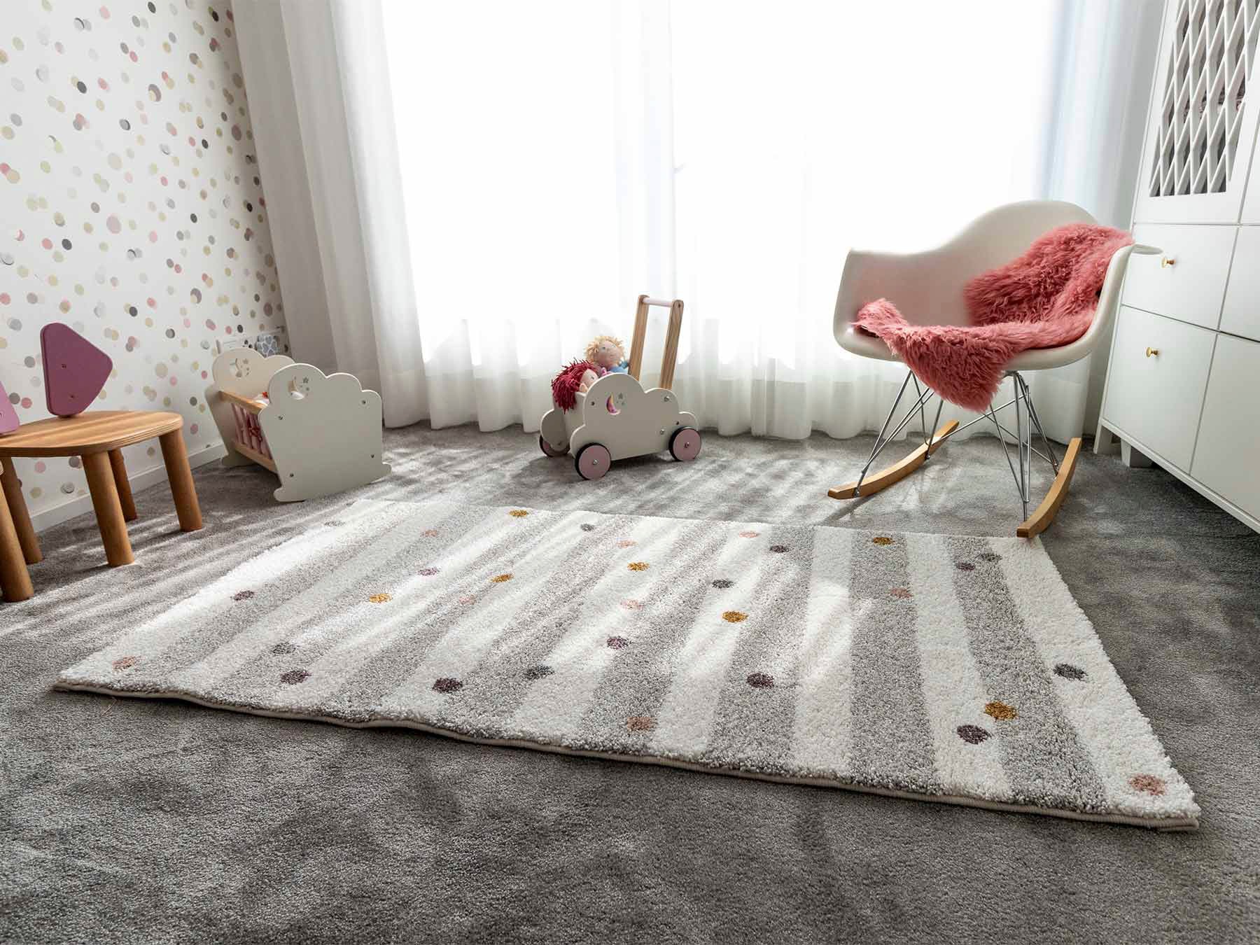 Primaflor-Ideen in Textil Kinderteppich »SOFT - Dots&Stripes«, rechteckig, Kurzflor, gestreift mit Punkten, Kinderzimmer