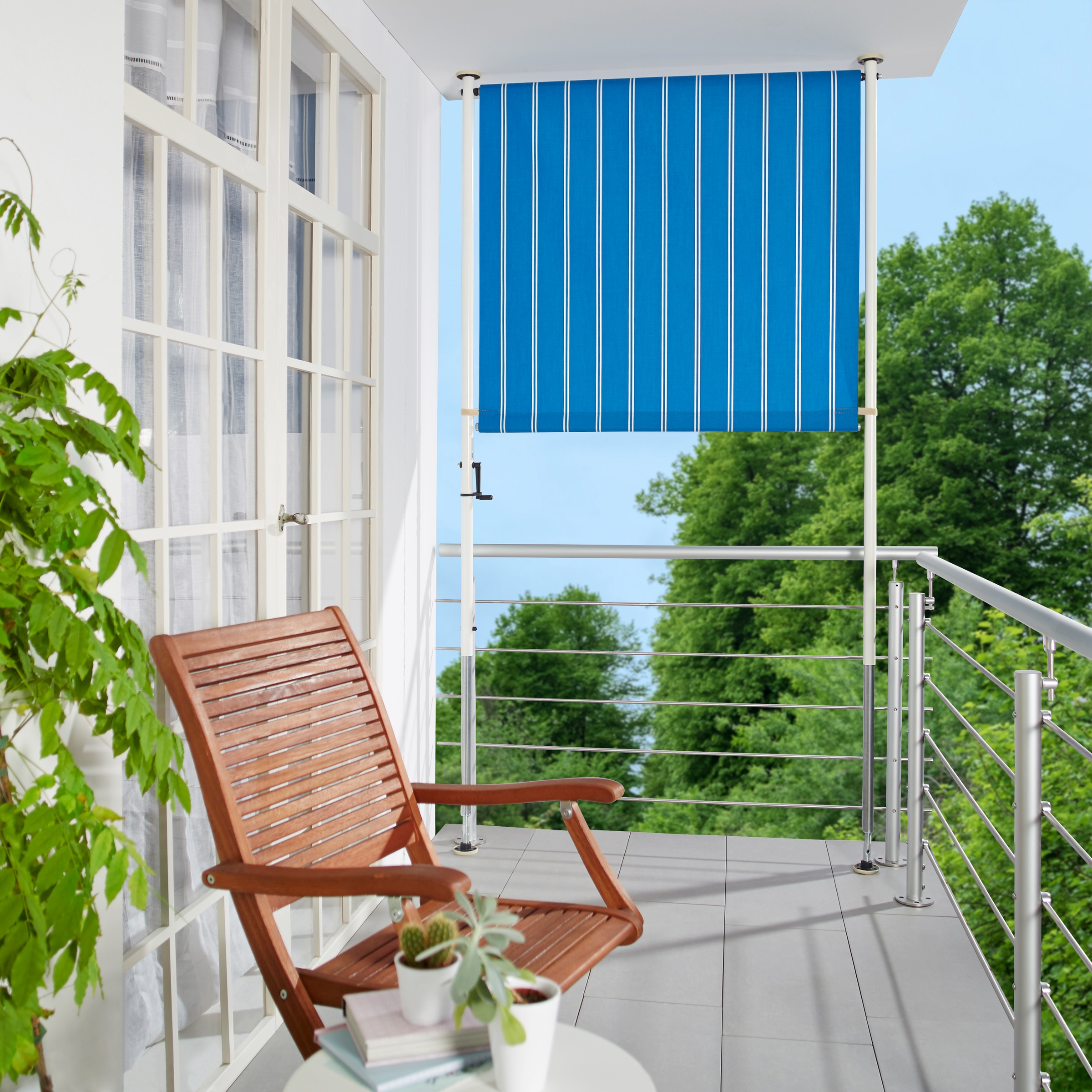 Angerer Freizeitmöbel Klemm-Senkrechtmarkise, blau/weiß, BxH: 120x225 cm