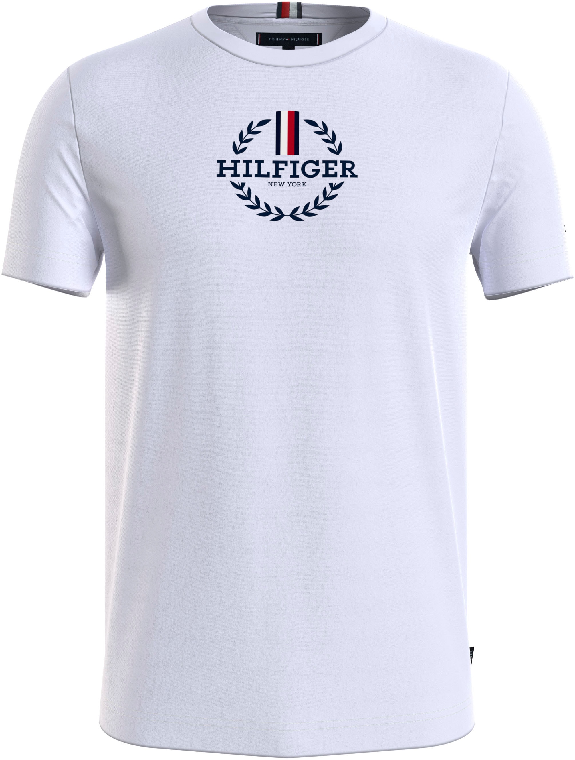 Tommy Hilfiger T-Shirt »GLOBAL STRIPE WREATH TEE«, mit Archive-Wappen-Logo