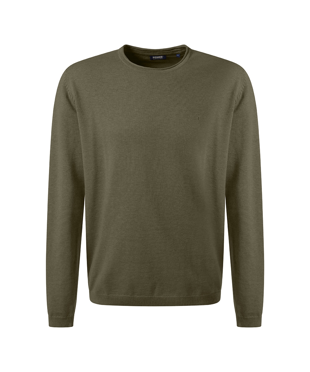 Pioneer Authentic Jeans Rundhalspullover, Ausschnitt mit Rollkante, Außennä günstig online kaufen