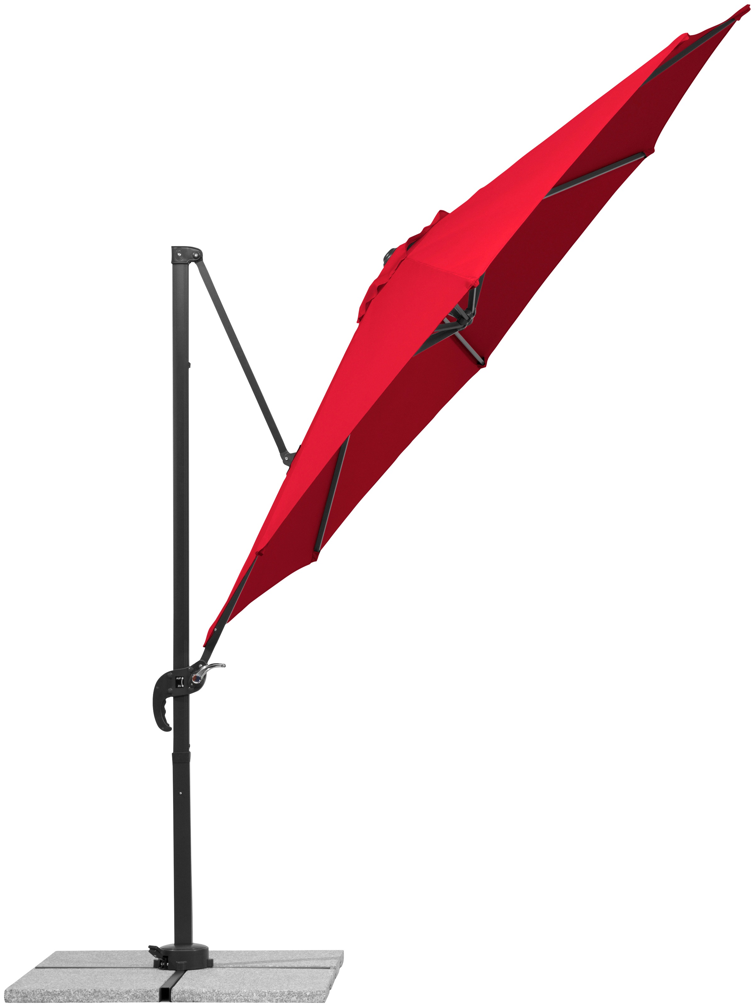 Ampelschirm SCHNEIDER SCHIRME "Rhodos Junior", rot, Obermaterial: 100% Polyester, Standschirme, ØxH: 300x244 cm, Alu/Polyester, inkl. Plattenständer/Schutzhülle 2