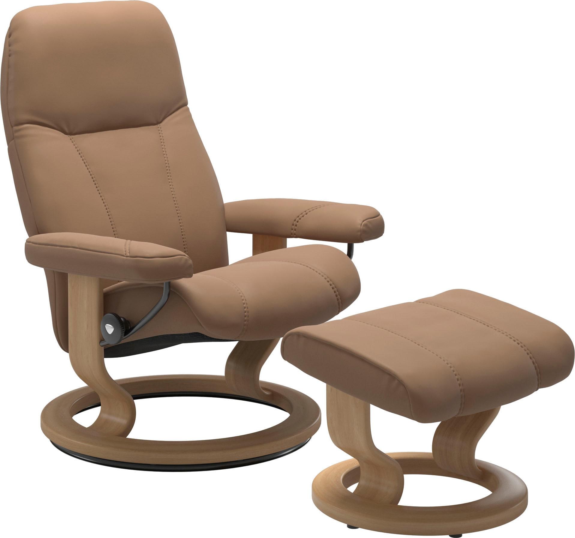 Stressless® Relaxsessel »Consul«, (Set, Relaxsessel mit Hocker), mit Hocker, mit Classic Base, Größe L, Gestell Eiche