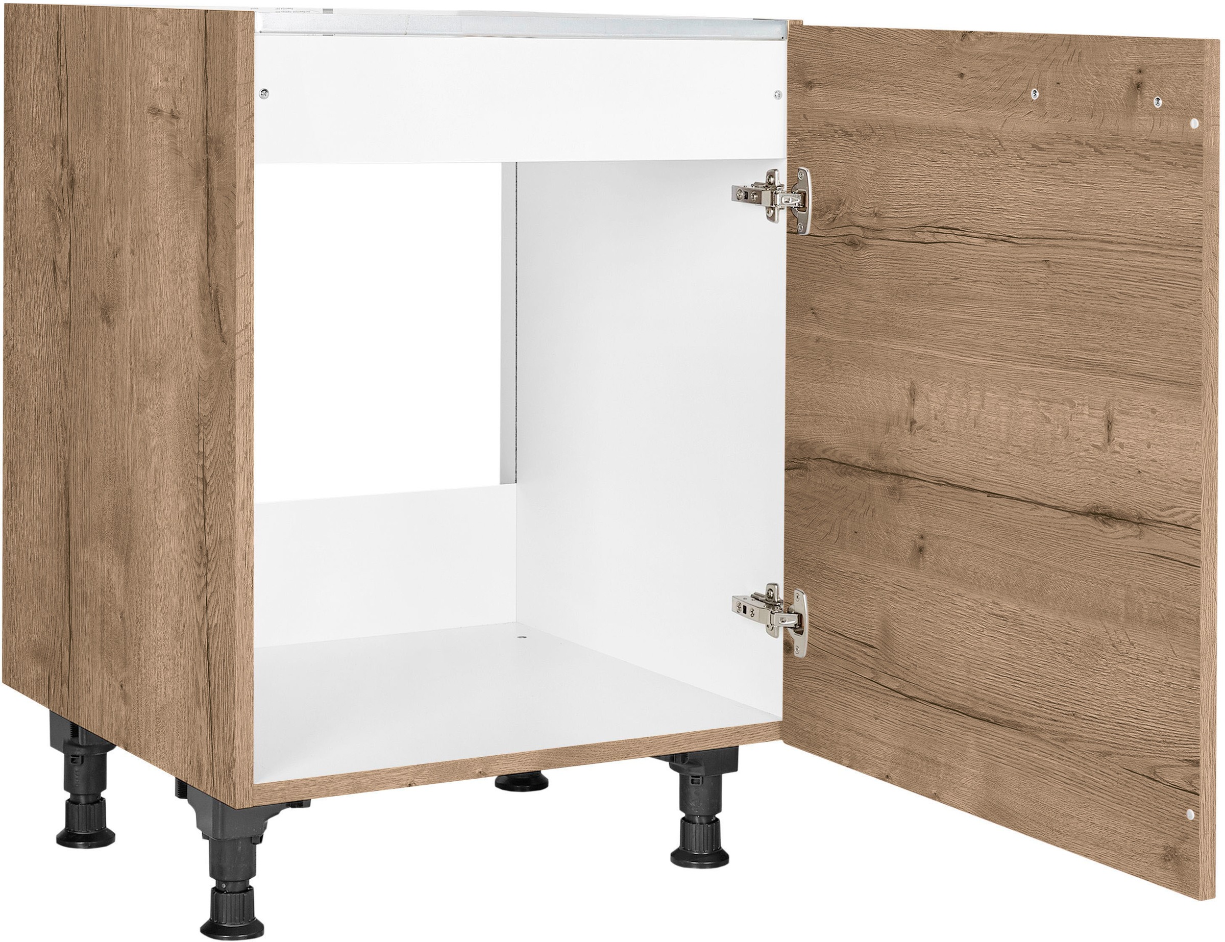 nobilia® Spülenschrank »"Structura", Ausrichtung wählbar, vormontiert, in den Breiten«, 45 und 60 cm, mit höhenverstellbaren Sockelfüßen