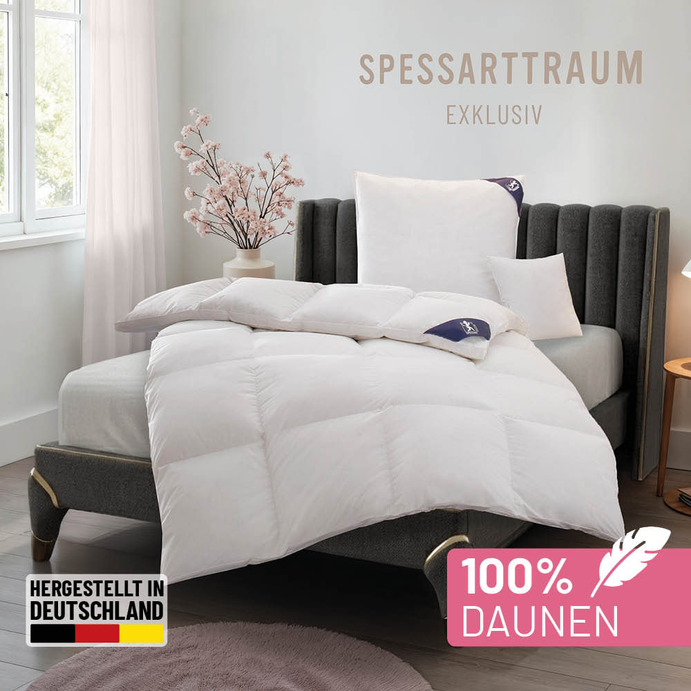 SPESSARTTRAUM Daunenbettdecke "Exklusiv, Bettdecken für Sommer und Winter, Decke" polarwarm Füllung 100% Daunen (Außenkammern), 100% Federn (Kern) 1 Stk. tlg. 5 Wärmeklassen & 8 Größen, Bestseller