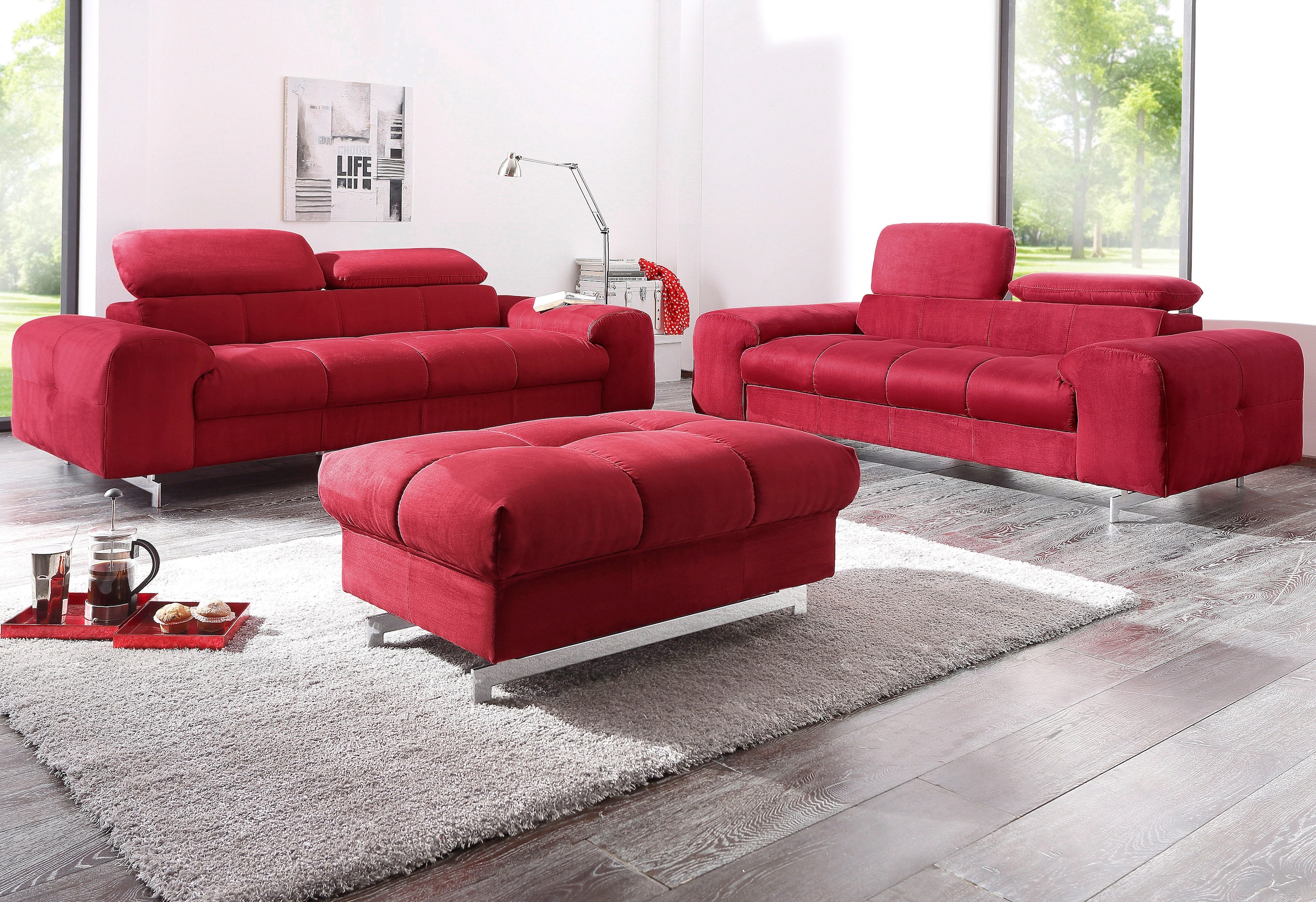 COTTA 2-Sitzer »Chef«, Big-Sofa mit Kopfteilverstellung, edle Metallkufen