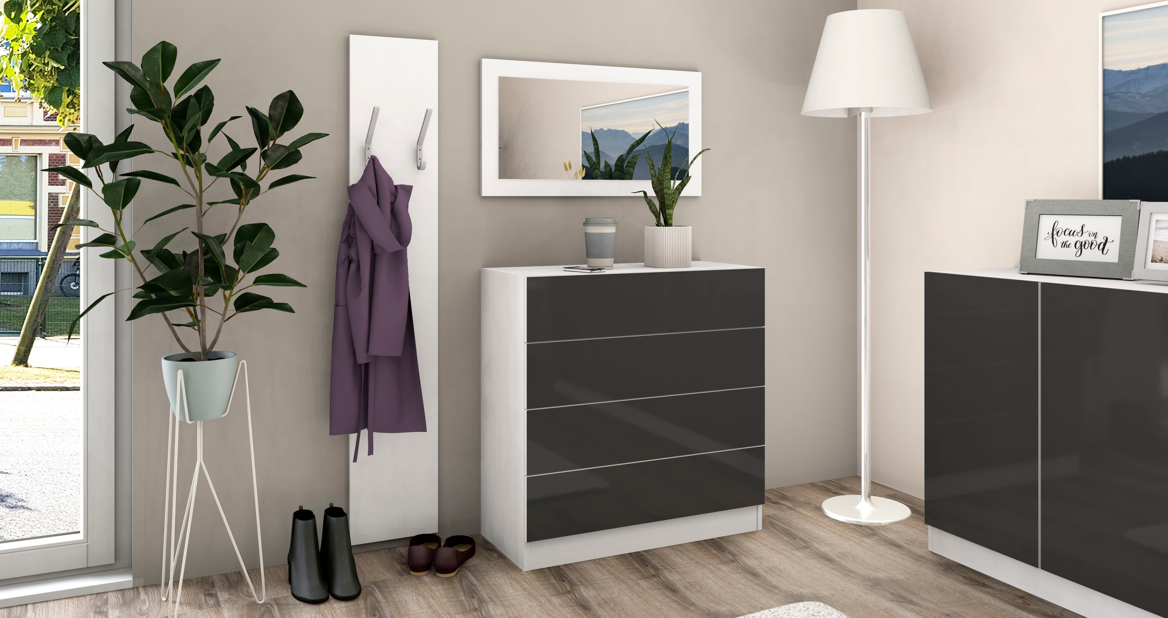 Thumbnail - borchardt Möbel Garderoben-Set "Vaasa 3" Set, 3 Stk. tlg.