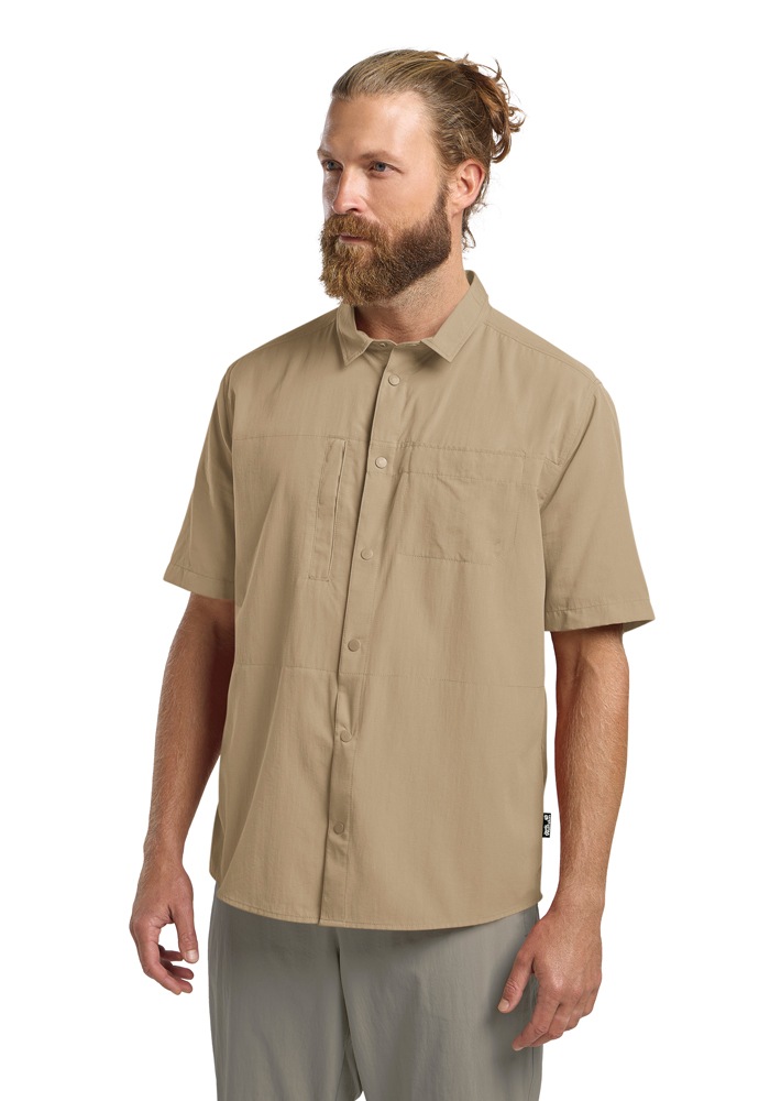 Funktionshemd JACK WOLFSKIN "SIERRA CANYON SS SHIRT M", Herren, Gr. XXL (58), Normalgrößen, hazelwood, Obermaterial: 100% POLYAMID. Futter: 100% POLYESTER, Hemden