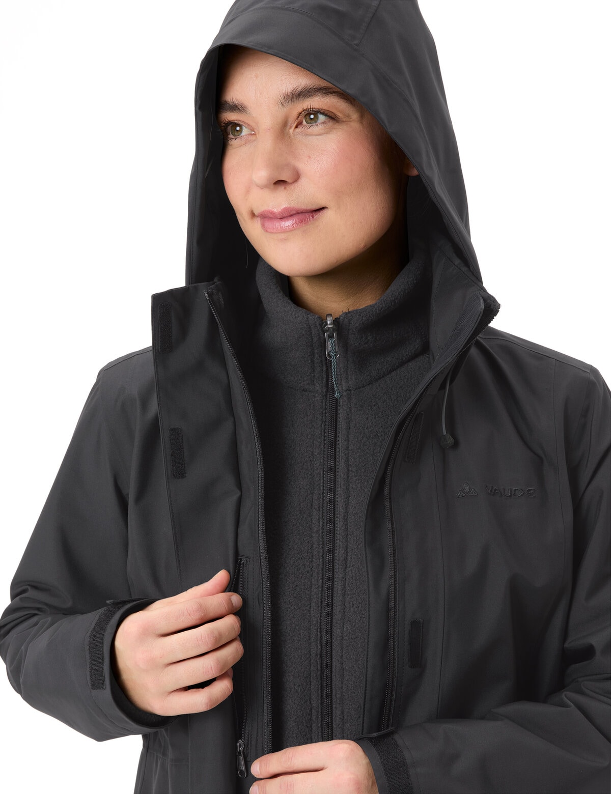 VAUDE 3-in-1-Funktionsparka »WOMEN'S IDRIS 3IN1 PARKA IV« 2 Stk. tlg. mit regulierbarer Kapuze, mit drei Außentaschen