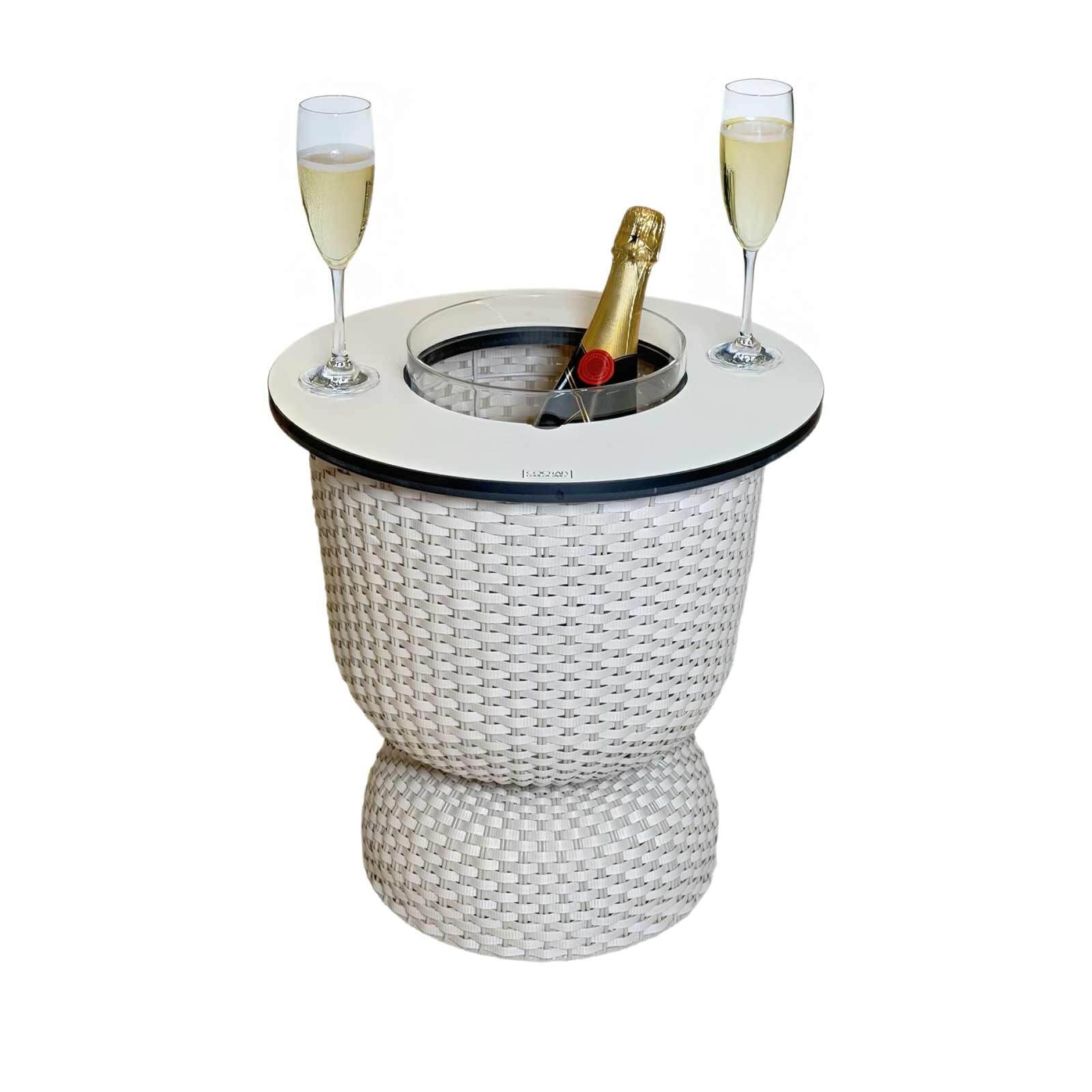 Beistelltisch COOTAB COOLER TABLE "3-in-1 Loungetisch mit Acryl-Kühler Paris 43 cm", beige (champagner), B:41cm H:43cm T:41cm, Tische, Beistelltisch, Wetterfest, Pflegeleicht, Hitzebeständig