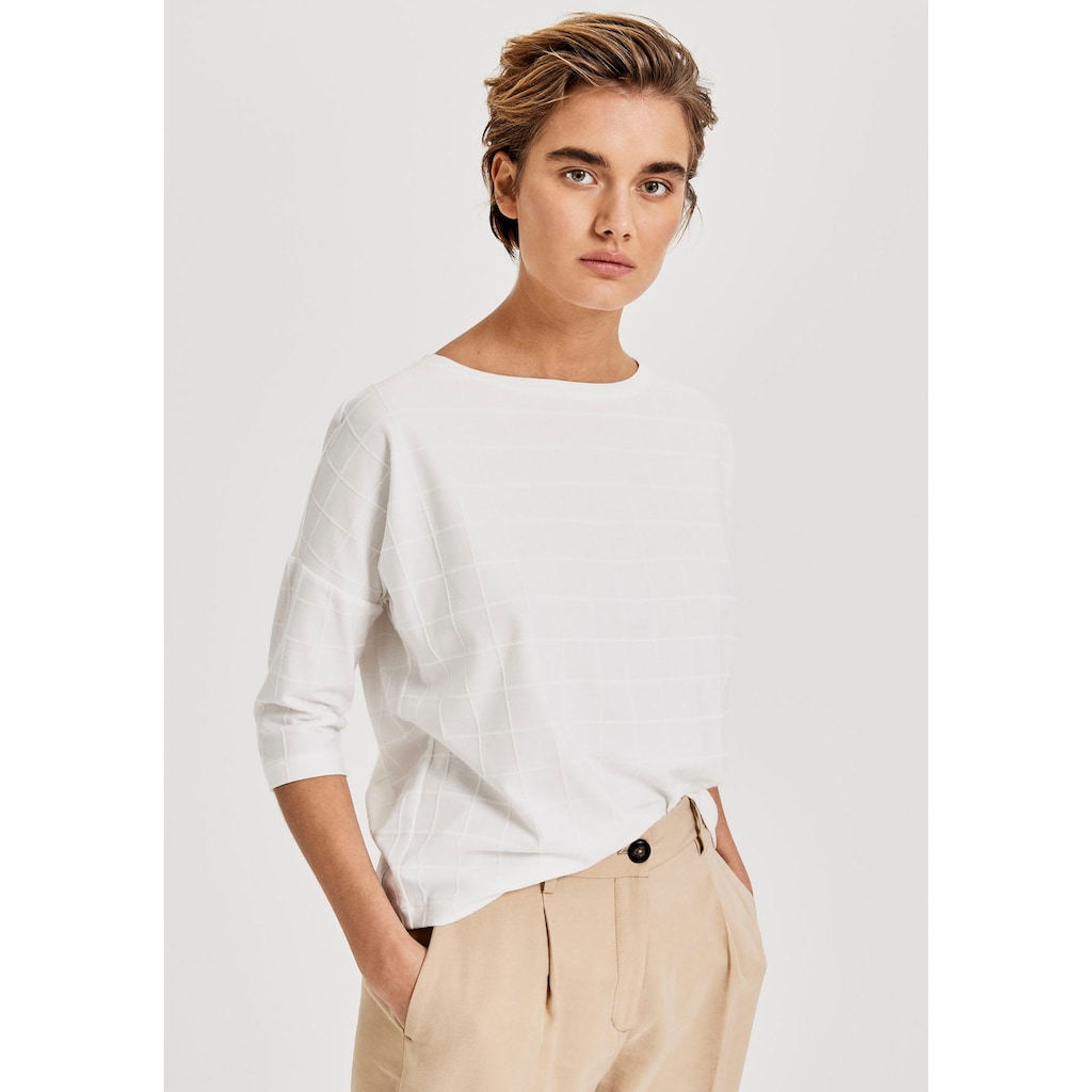 OPUS 3/4-Arm-Shirt, mit tonigem Karo-Muster