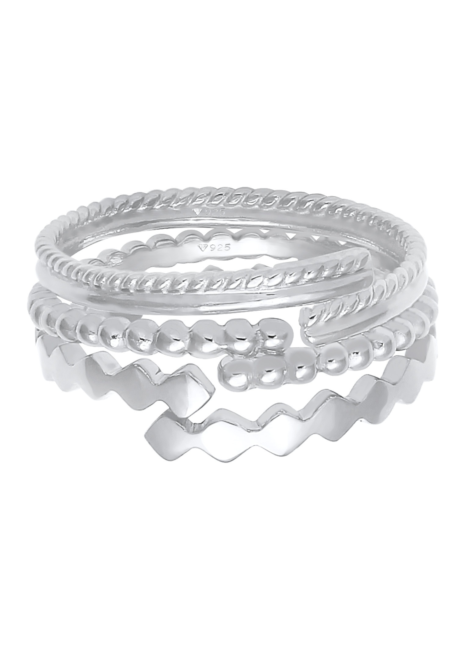 Elli Ring-Set »Kugel Twist Geo Offen Set (3 tlg) 925 Silber«