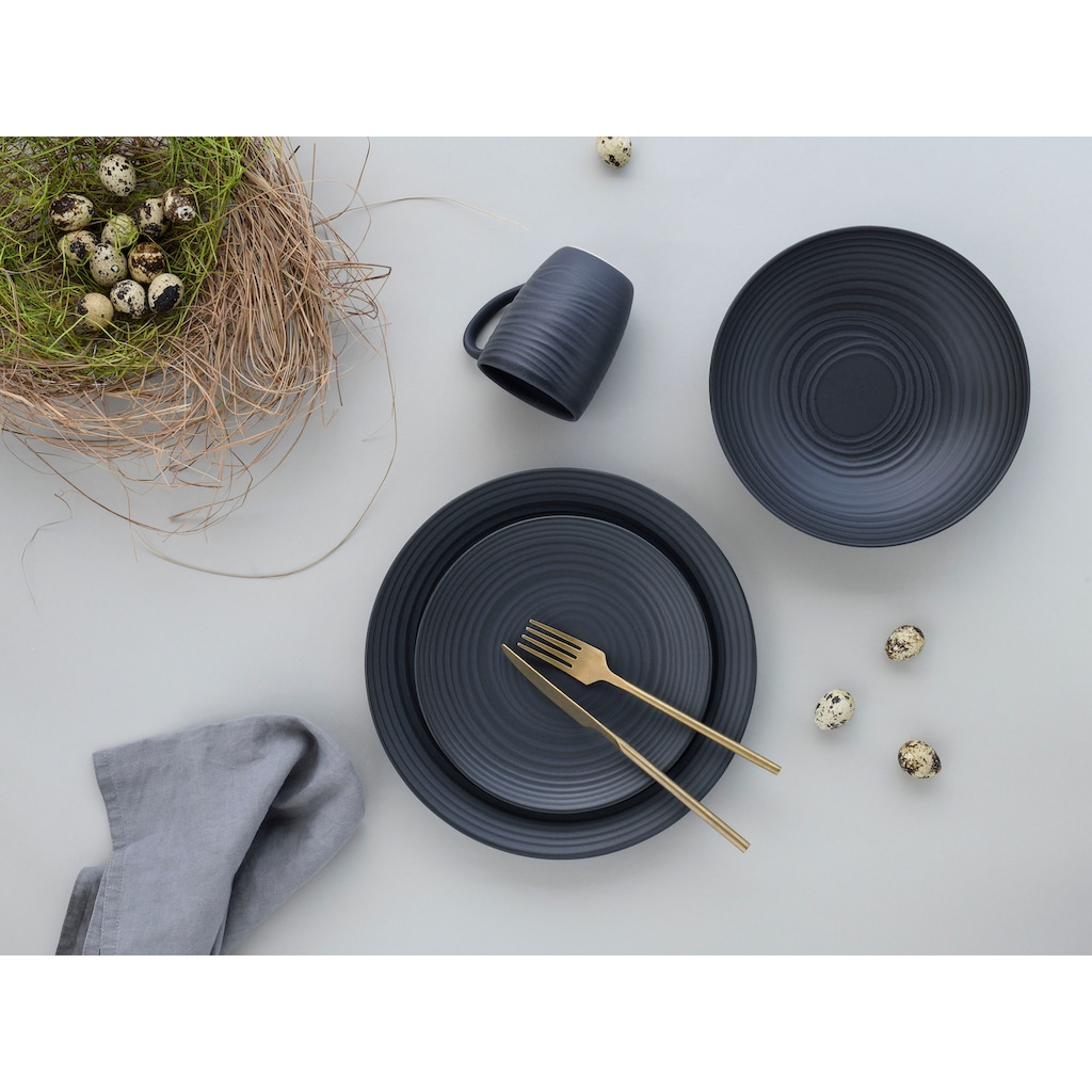 CreaTable Kombiservice »Geschirr-Set Lava Stone«, (Set, 16 tlg., Kaffeeservice und Tafelservice im Set, für 4 Personen)