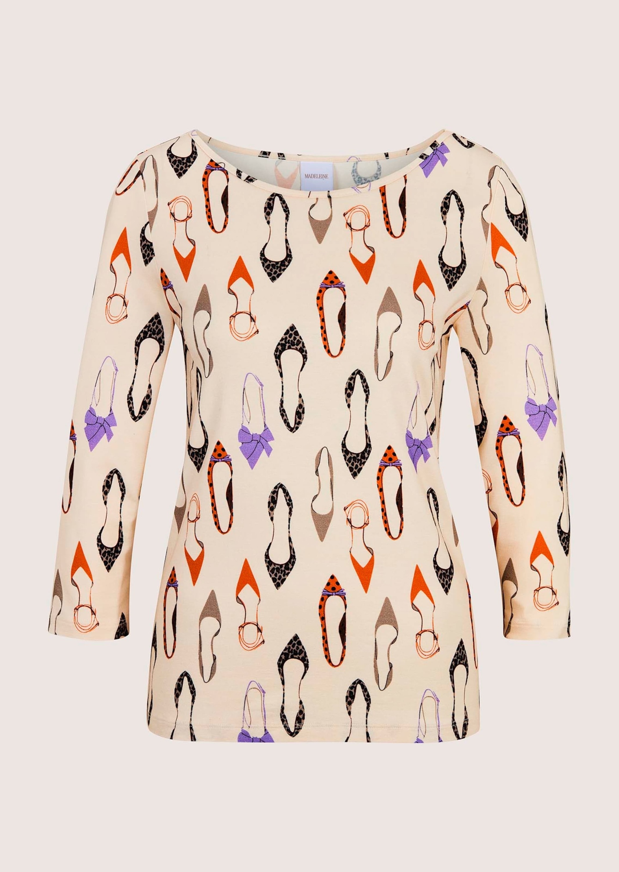 MADELEINE Langarmshirt "Shirt Rundhals-Shirt mit All-Over-Print" Schuhprint