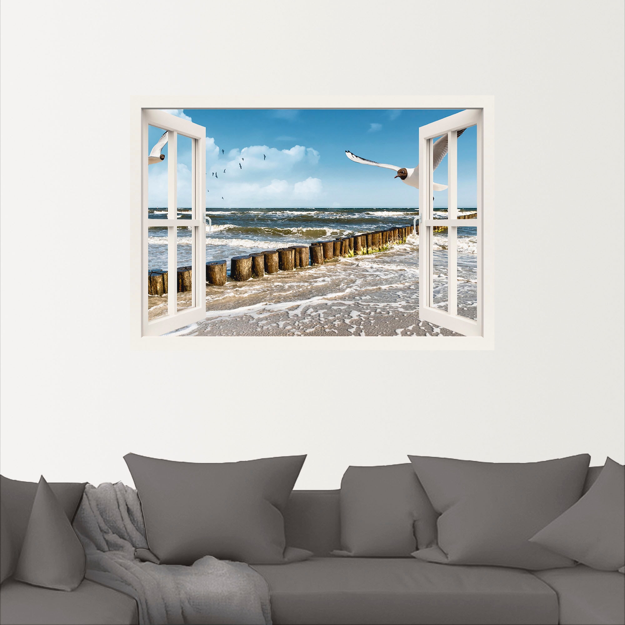 Artland Wandbild »Fensterblick - Ostsee«, Fensterblick, (1 St.), als Leinwandbild, Poster, Wandaufkleber in verschied. Größen