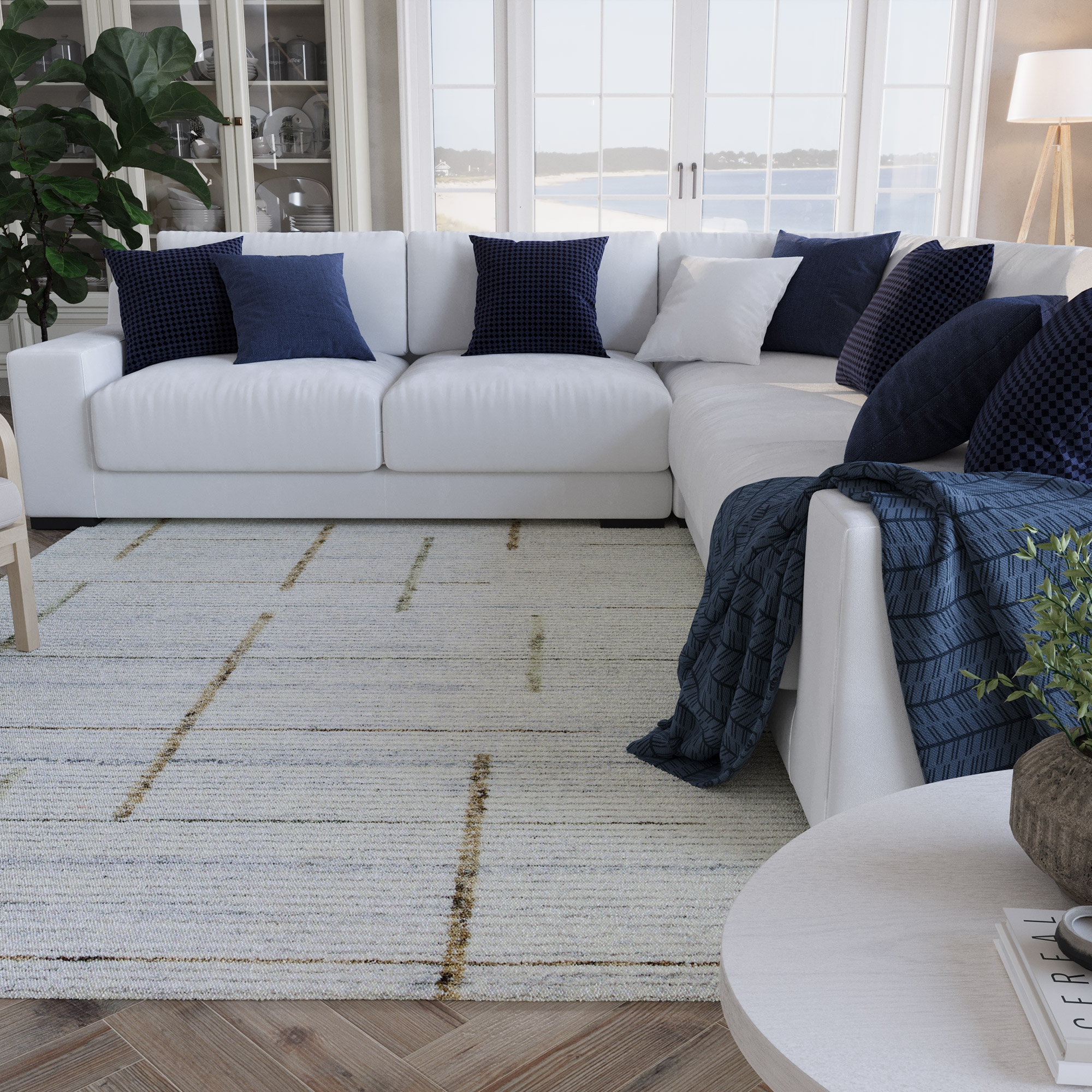 Wecon home Teppich »Hamptons TWENTYTWO«, rechteckig, 10 mm Höhe, Läufer, Fasermix, Kurzflor, Wohnzimmer, elegant, geometrisch