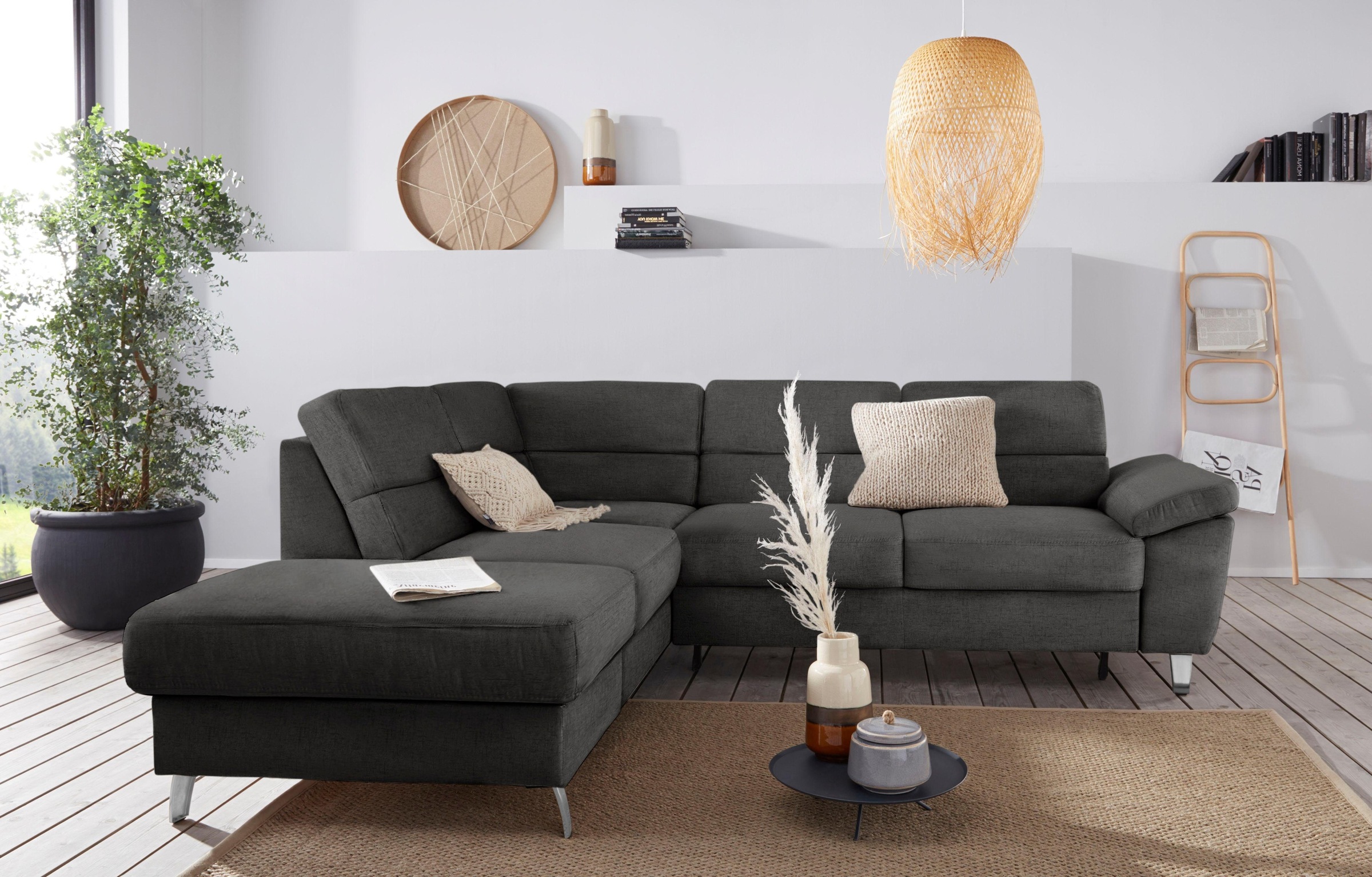 sit&more Ecksofa »Sorano L-Form«, wahlweise mit Bettfunktion und Bettkasten