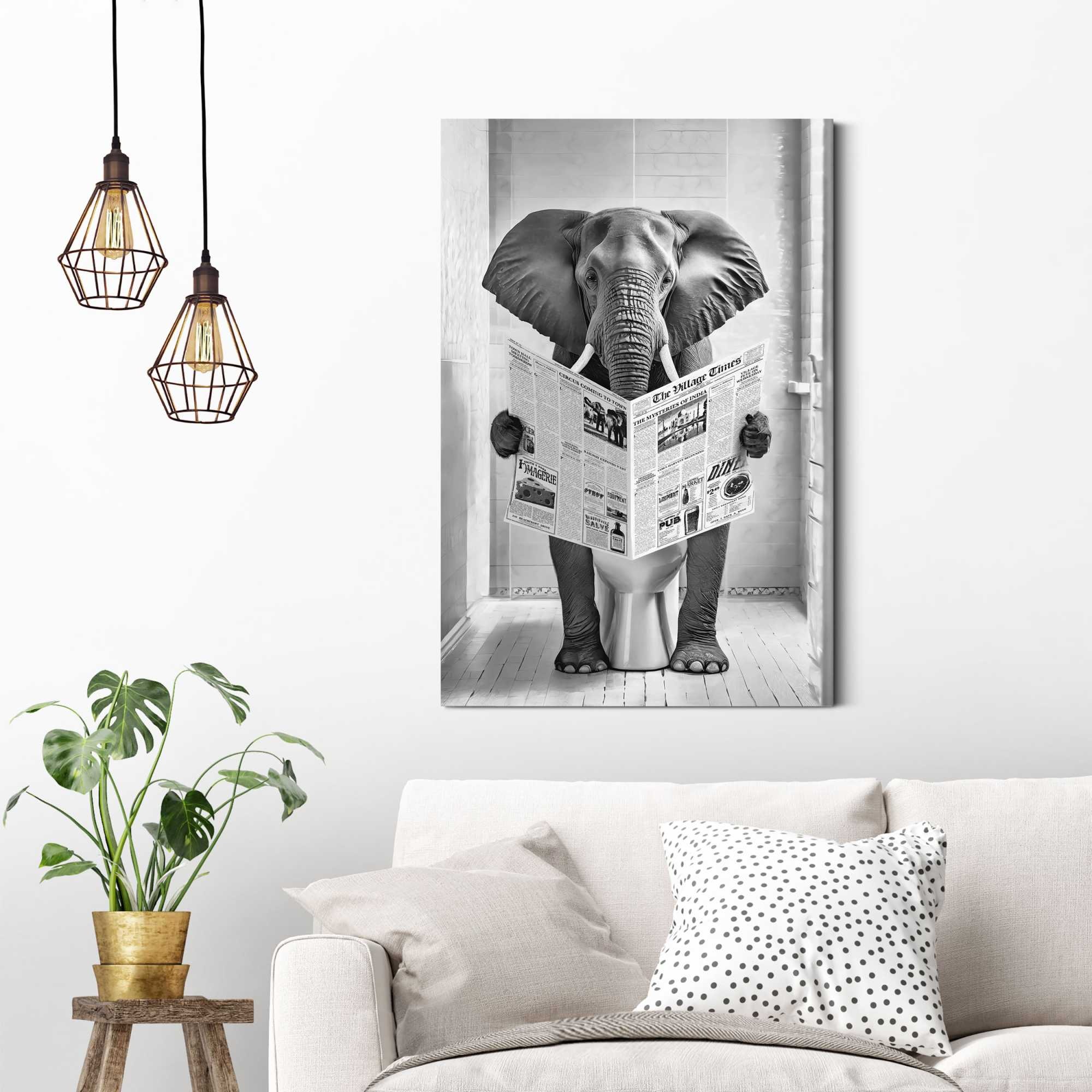Reinders Deco-Panel "Kuh auf Toilette", Toilette - Schwarz-Weiß - MDF - Tie günstig online kaufen