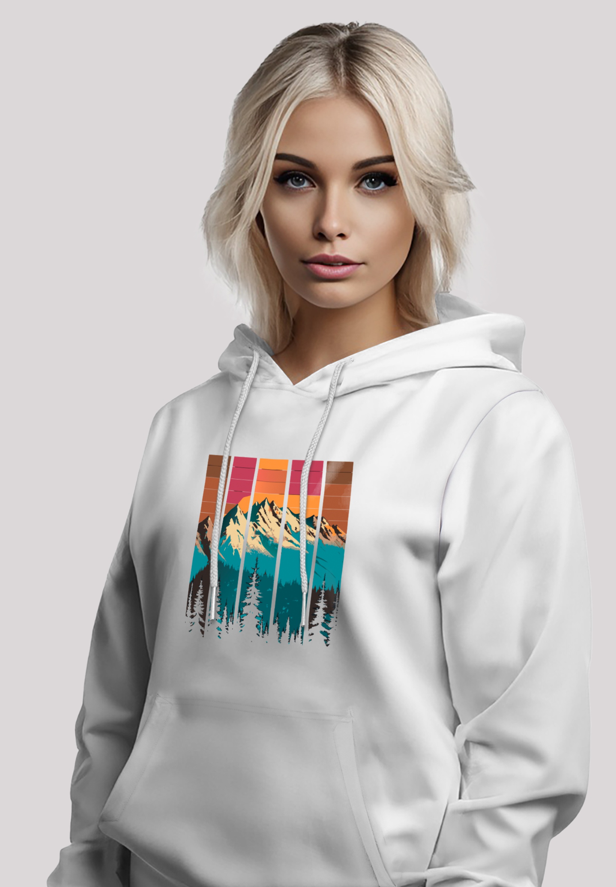 F4NT4STIC Kapuzenpullover »Berg Sonnenuntergang Retro«, Premium Qualität