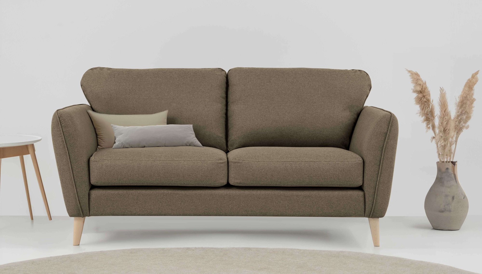 OTTO home 2-Sitzer "MARSEILLE Kompaktsofa 170 cm, Cord, Flachgewebe, Struktur, Webstoff" Massivholzbeine Eiche, Landhausstil, Wellenunterfederung