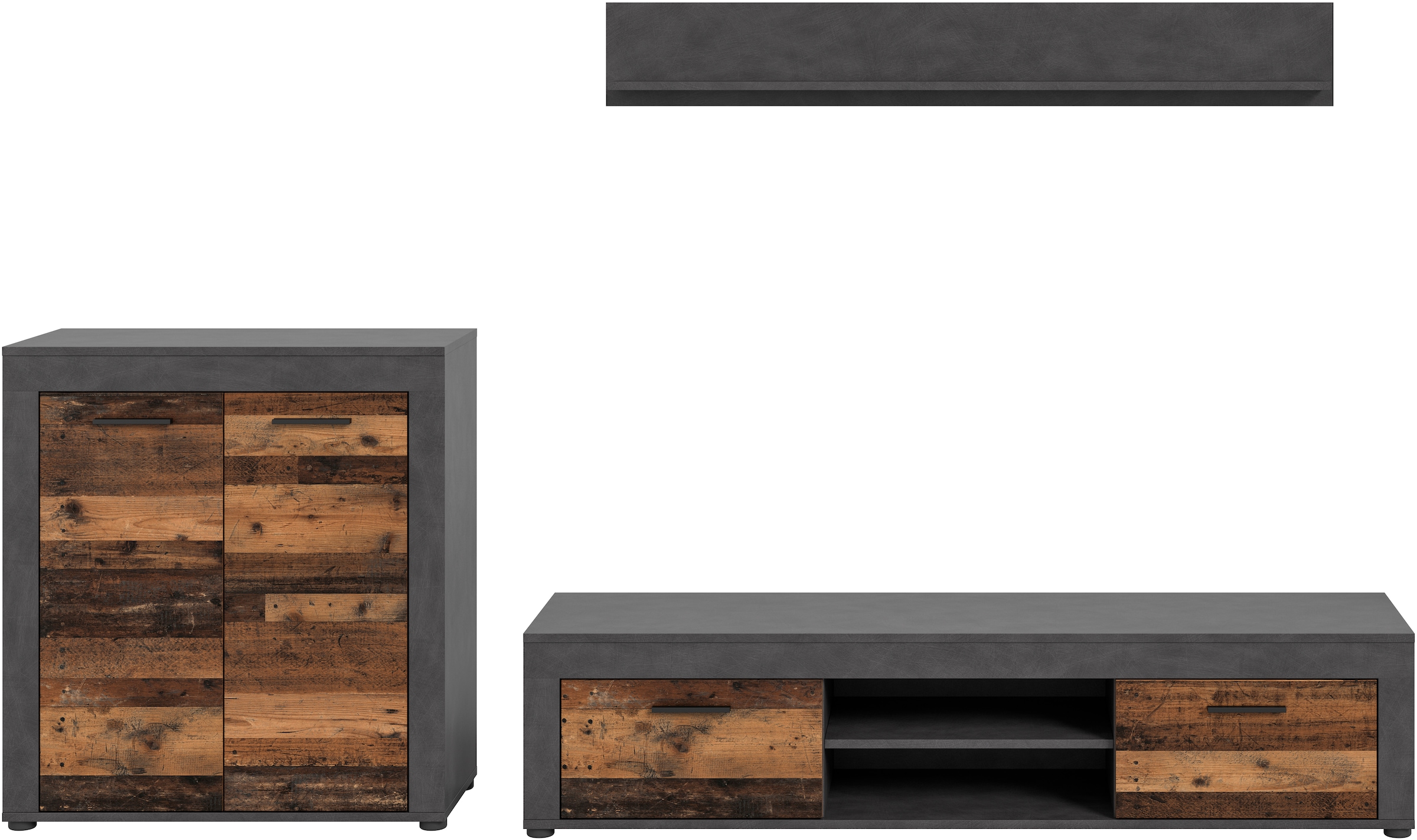 INOSIGN Wohnwand »Aosta, Breite 255cm, bestehend aus Highboard, Lowboard, Wandboard«, (3 St.), Wohnwand, Kombination, Anbauwand, Möbel Set, Schrankwand, Möbel Kombi
