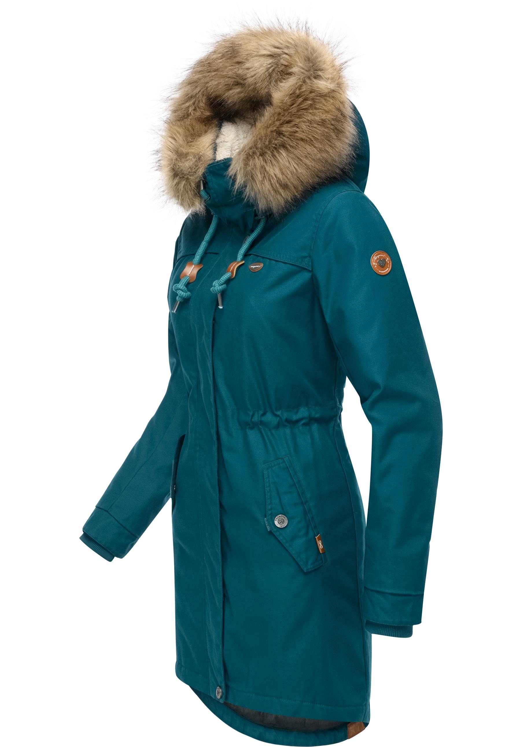 Ragwear Winterjacke »Tawny«, mit Kapuze, stylischer Winterparka mit großer Kapuze und Kunstfellkragen