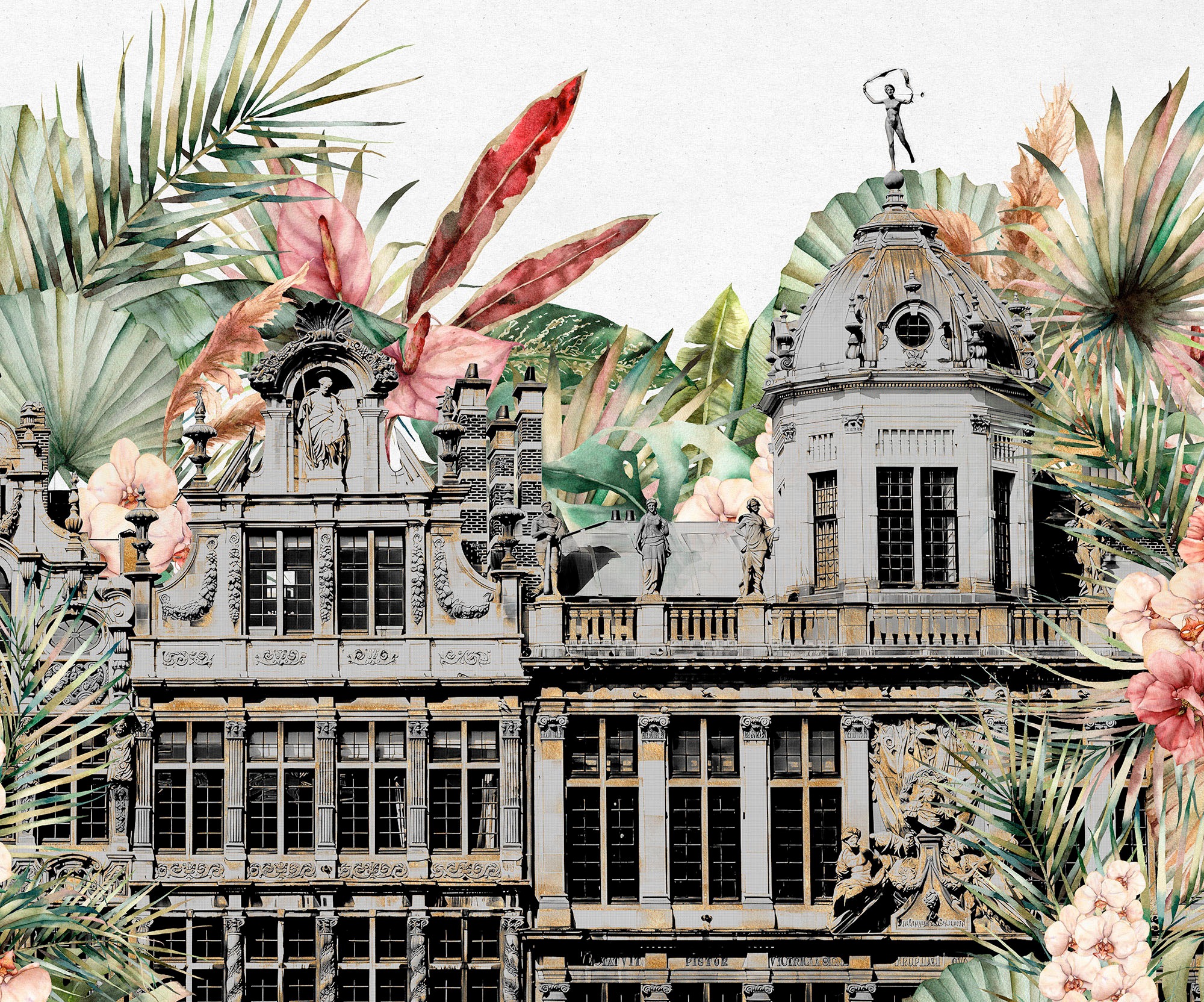 Komar Fototapete »Digitaldruck Vlies - Tropical Palace - Größe 300 x 250 cm«, bedruckt, Wohnzimmer, Schlafzimmer