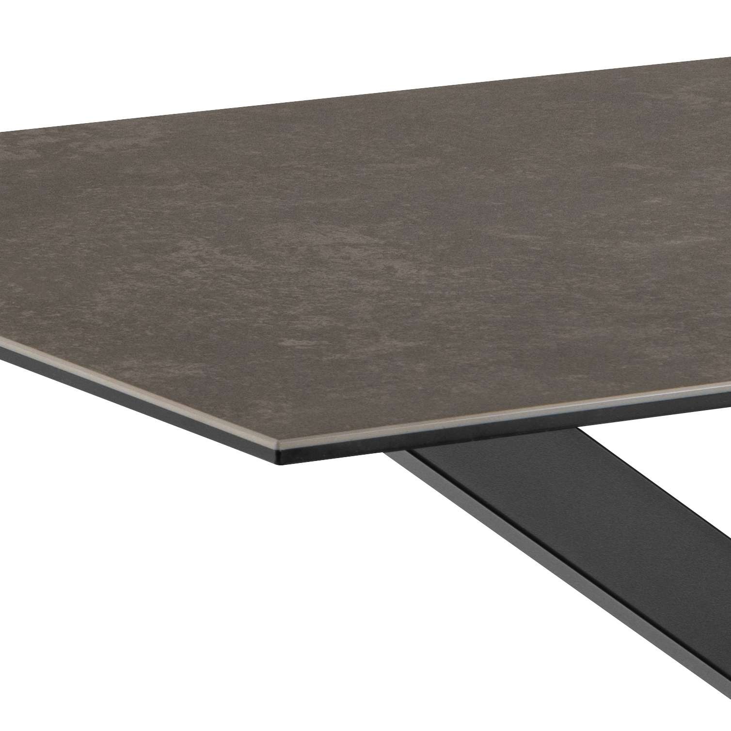 Esstisch ACTONA GROUP "Heaven", , schwarz, grau anista, schwarz, grau anista, B:135cm H:75,5cm T:80cm, Tische, Esstisch, Tisch, Tischplatte aus Keramik, Kreuzgestell, 135x80x75.5cm 3