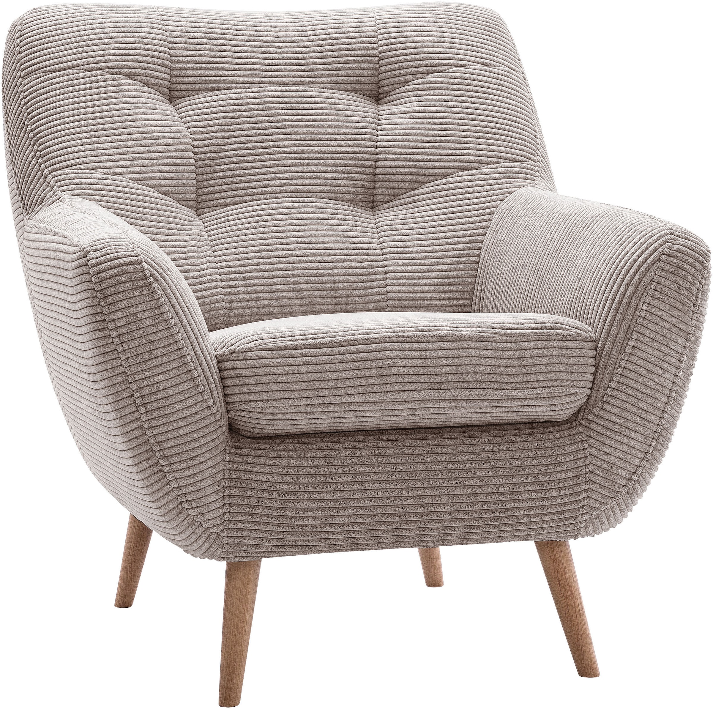 exxpo - sofa fashion Sessel »Scandi, Loungesessel mit tollem Sitzkomfort, hochwertige Polsterung«, bequem, hohe Holzfüße