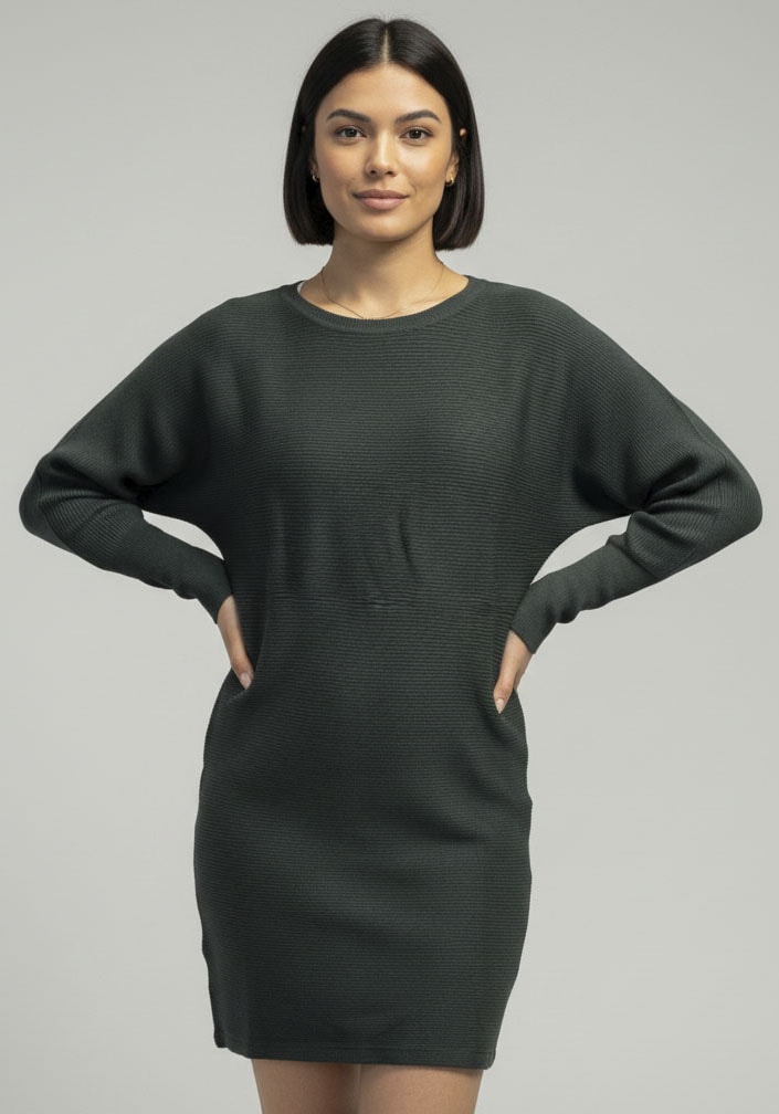 Laura Scott Strickkleid mit Fledermausärmeln und Rippstrick - NEUE KOLLEKTION