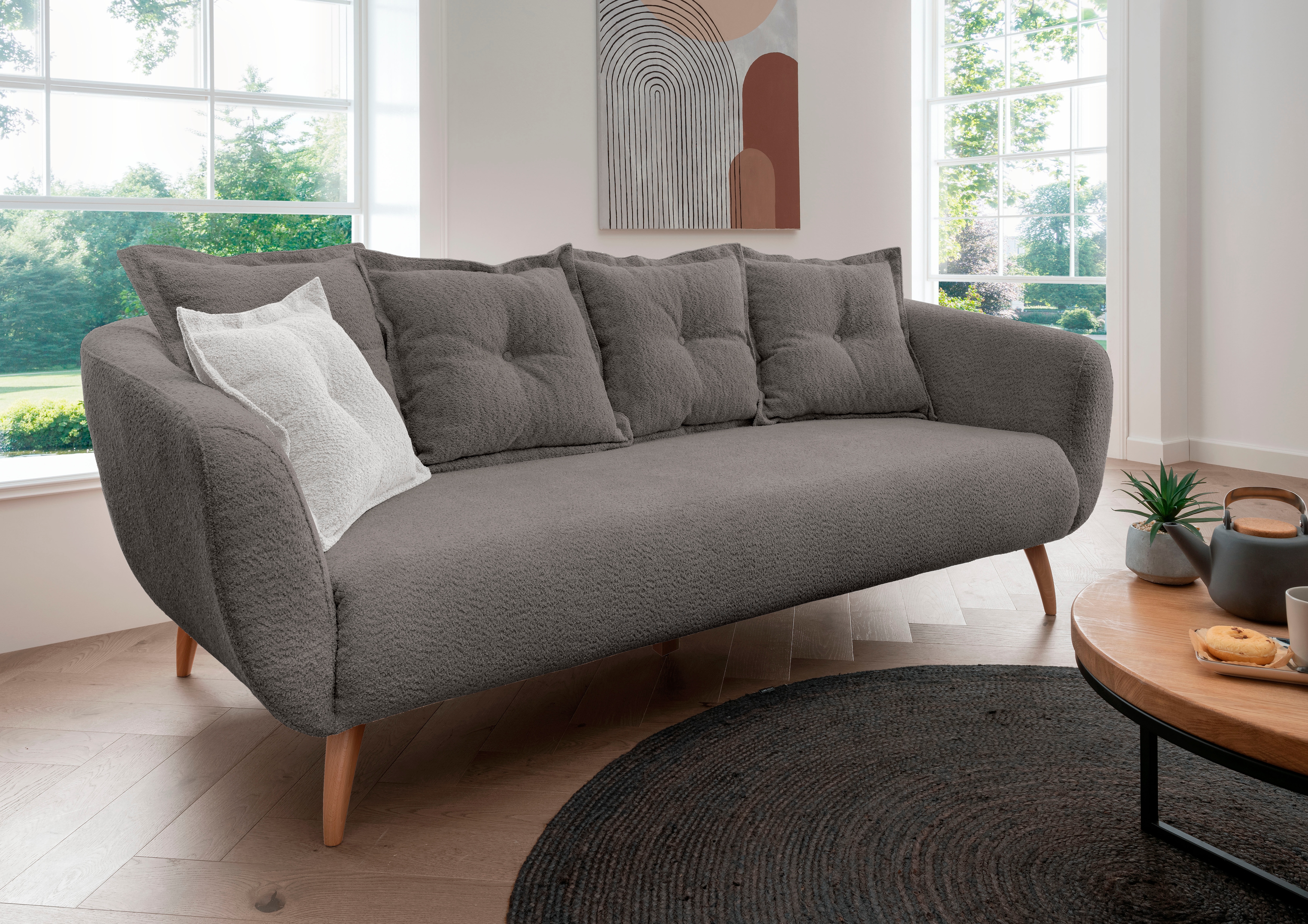 Home affaire 3-Sitzer "Baggio modern und romantisches Design, bequem" Zierkissen inklusive