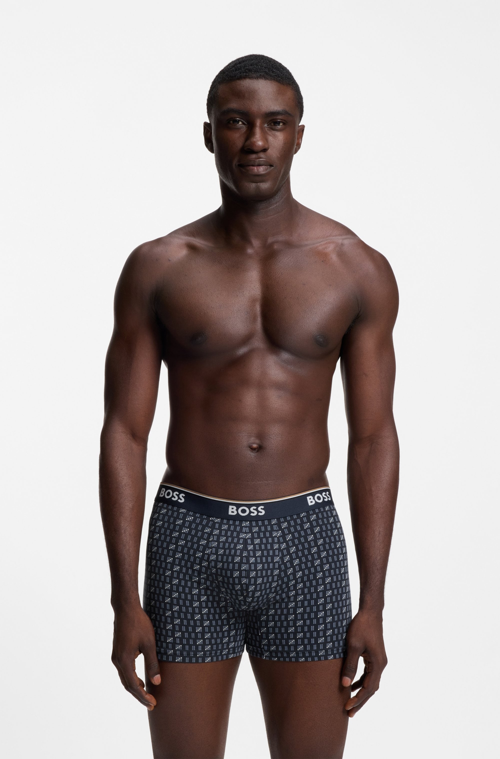 BOSS Boxershorts Packung, 3 Stk. längeres Bein, anliegend, aus Stretch-Baumwolle