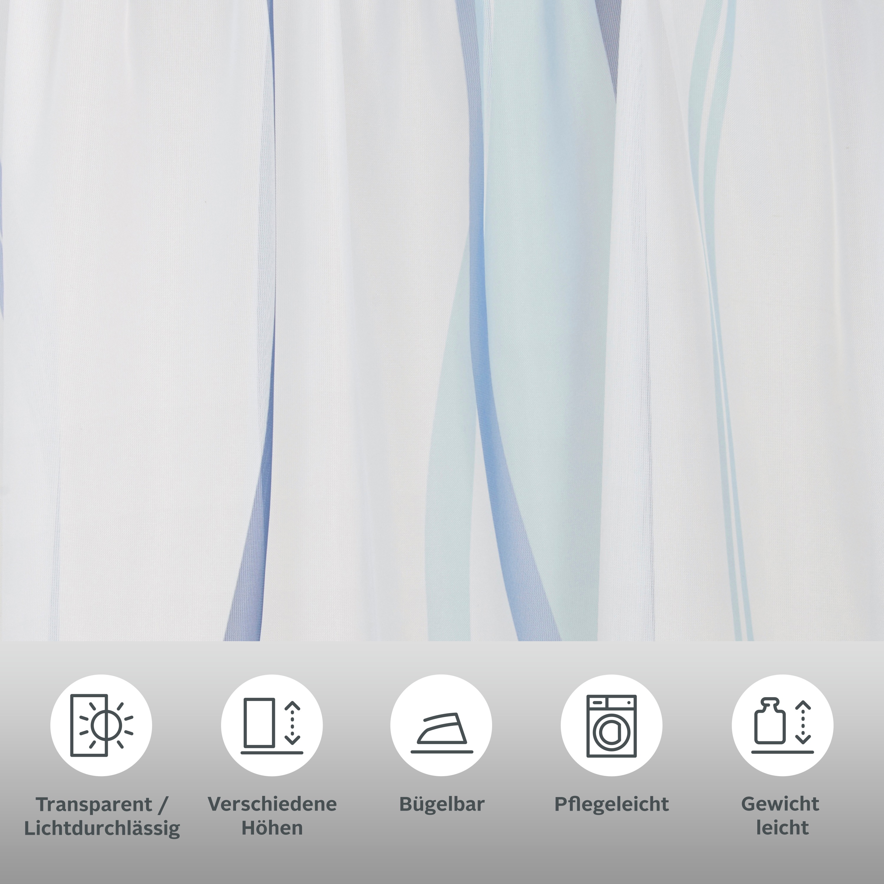 Thumbnail - my home Gardine "DIMONA" Schlaufen 2 Stk. tlg. 2-er Set, Voile, Polyester, Wellen