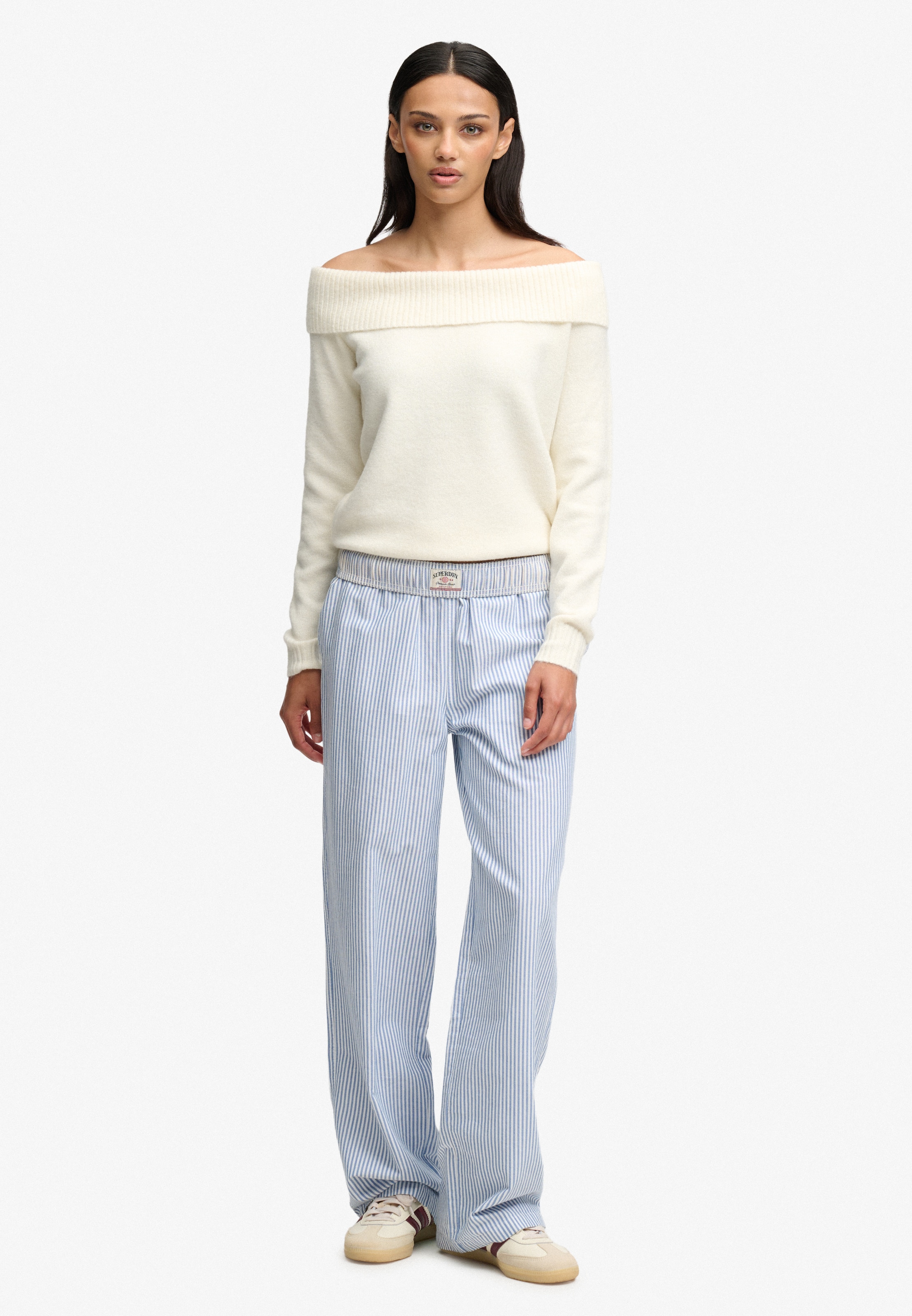 Superdry Strickpullover »BARDOT KNITTED JUMPER« Materialmix, hochwertig mit Woll-Anteil