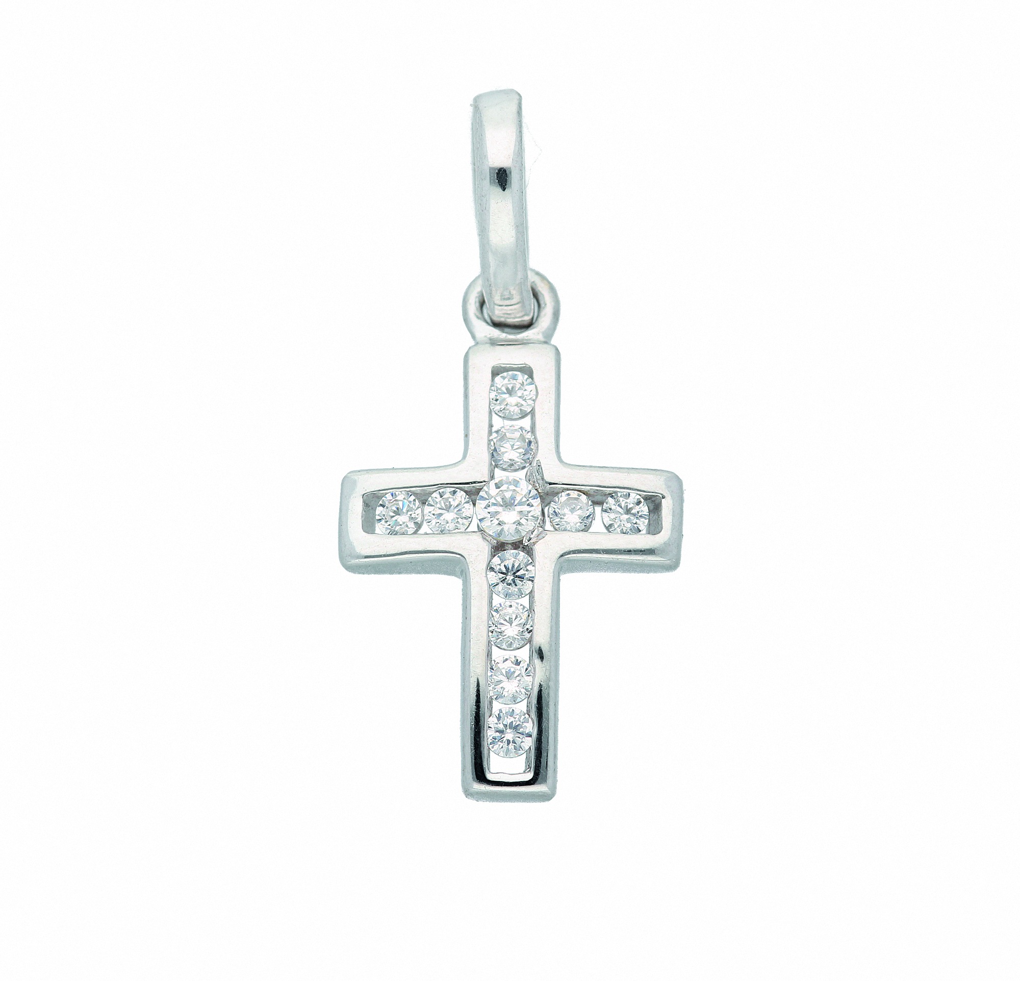 ADELIA ́S Damen Kettenanhänger "Damen Gold Schmuck 333 Weißgold Kreuz Anhänger mit Zirkonia", mit Zirkonia, Gold, silber, Gold, Schmuckanhänger, mit
