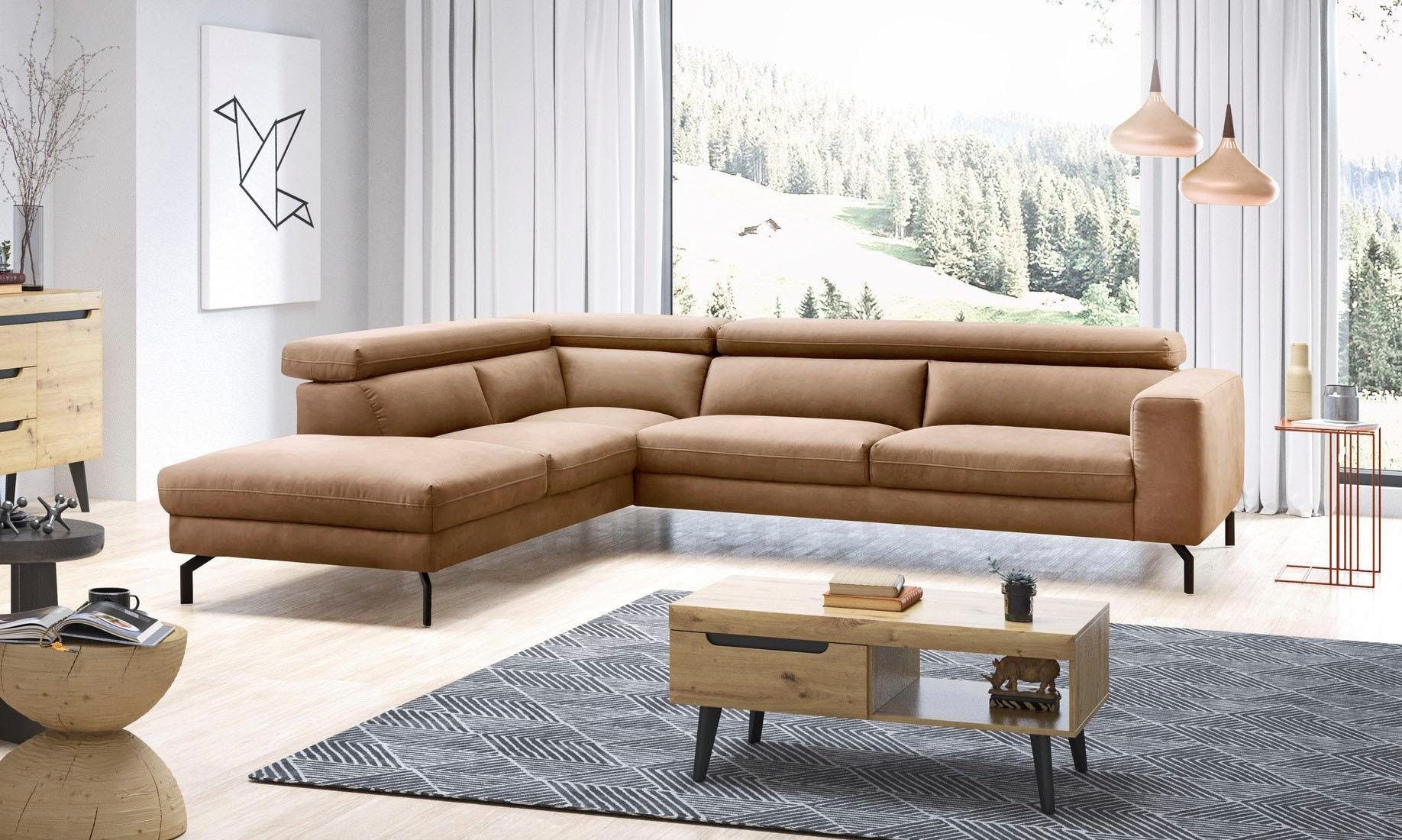 Home affaire Ecksofa "Olanta, modern und bequem, Breite 305cm, Fuß 16cm hoc günstig online kaufen