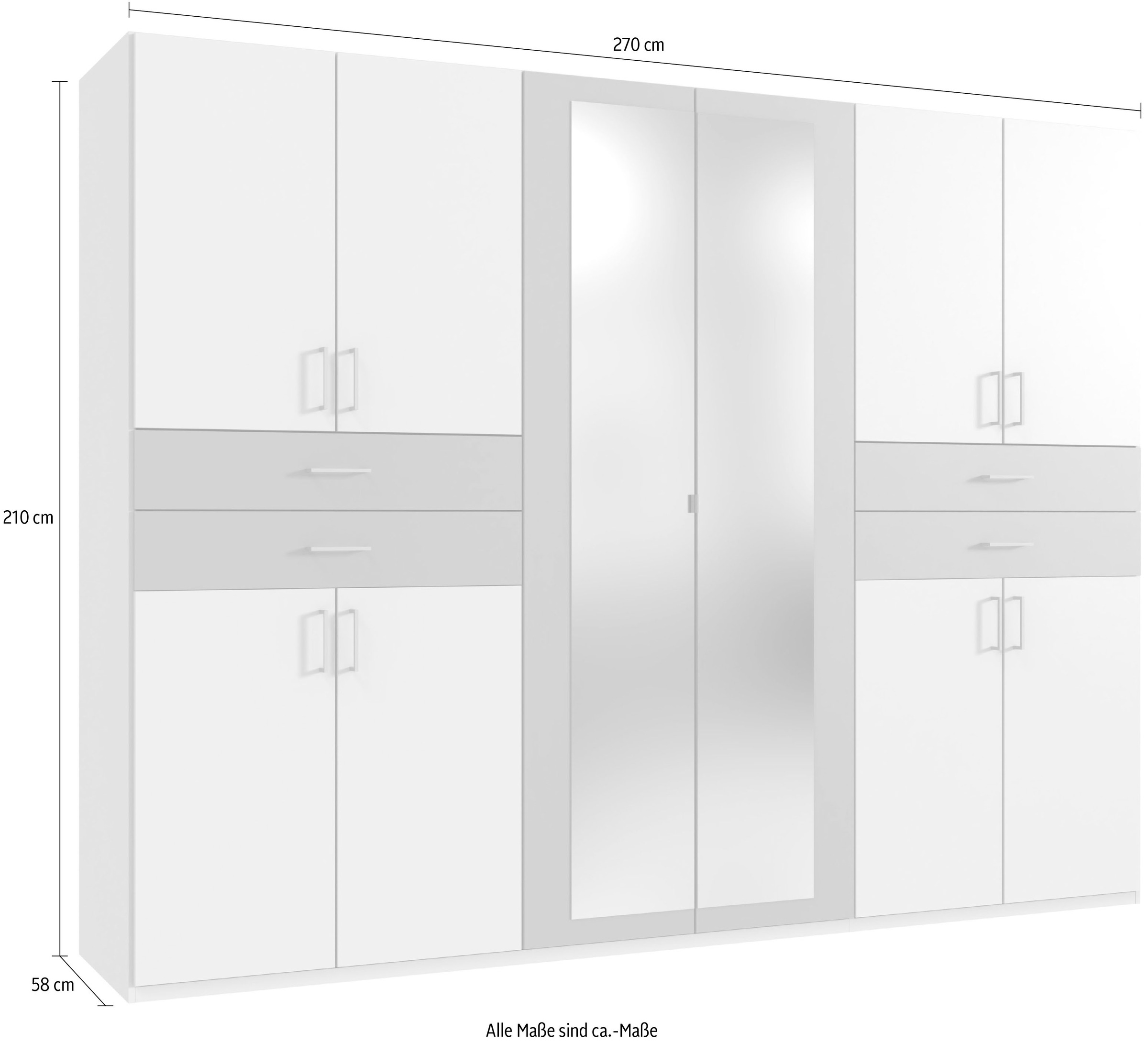 Wimex Kleiderschrank »Taiga Kleiderschrank mit Spiegel OTTOs Choice Topseller«, mit Schubladen auf bequemer Höhe, Garderobe Schlafzimmerschrank